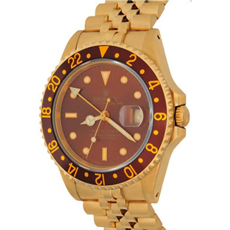 Rolex Yellow Gold GMT-Master II Bronze Dial Automatic Wristwatch Ref 16718