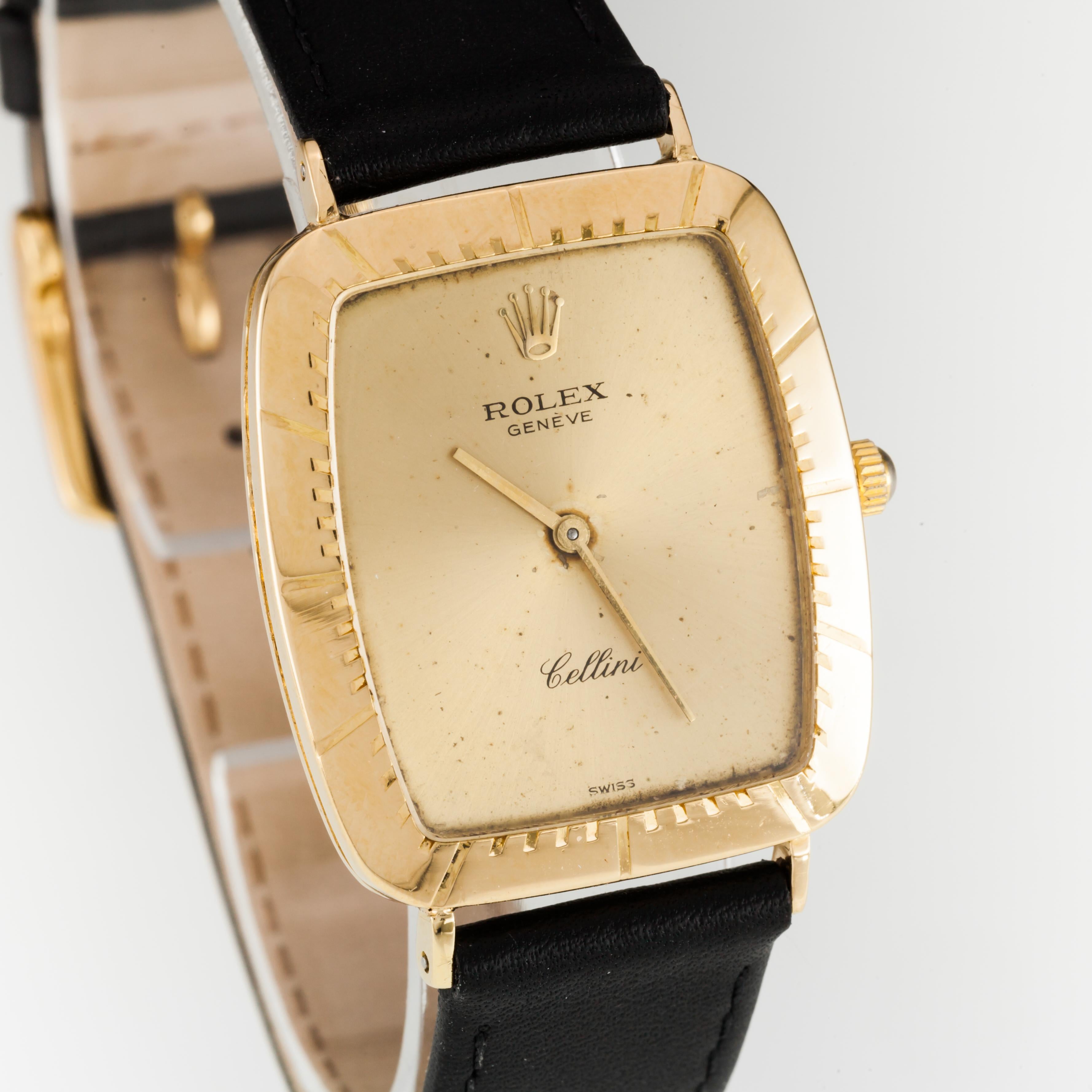 Rolex 18k Gelbgold Herren Vintage Cellini 4087 Kleid Hand-Winding Uhr (Moderne)