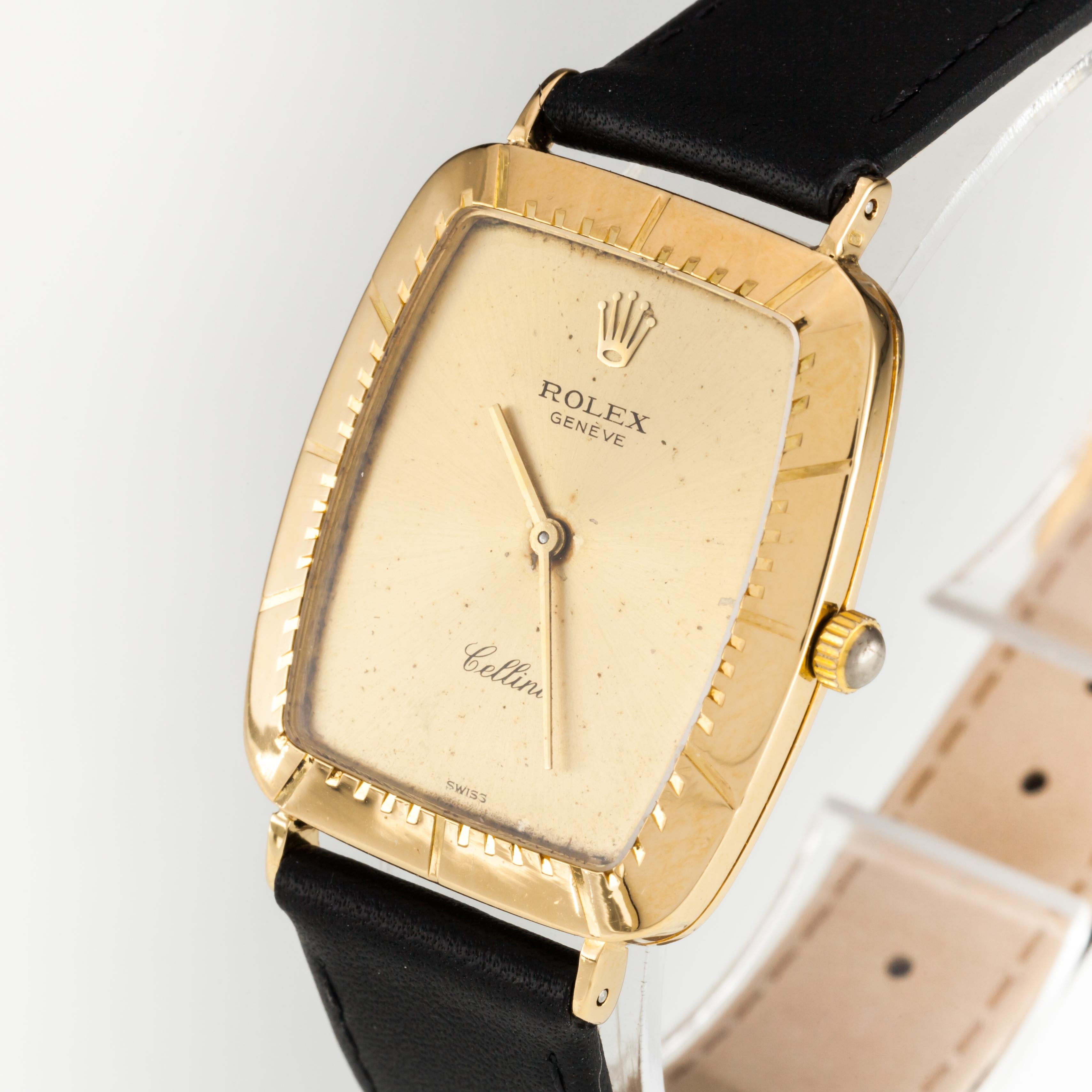 Rolex 18k Gelbgold Herren Vintage Cellini 4087 Kleid Hand-Winding Uhr im Zustand „Gut“ in Sherman Oaks, CA