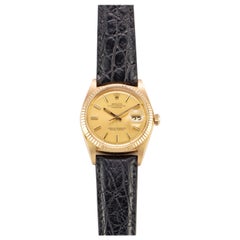 Vintage Rolex 18 Karat Gold Oyster Perpetual Datejust Watch with Marigold Dial, 1970s