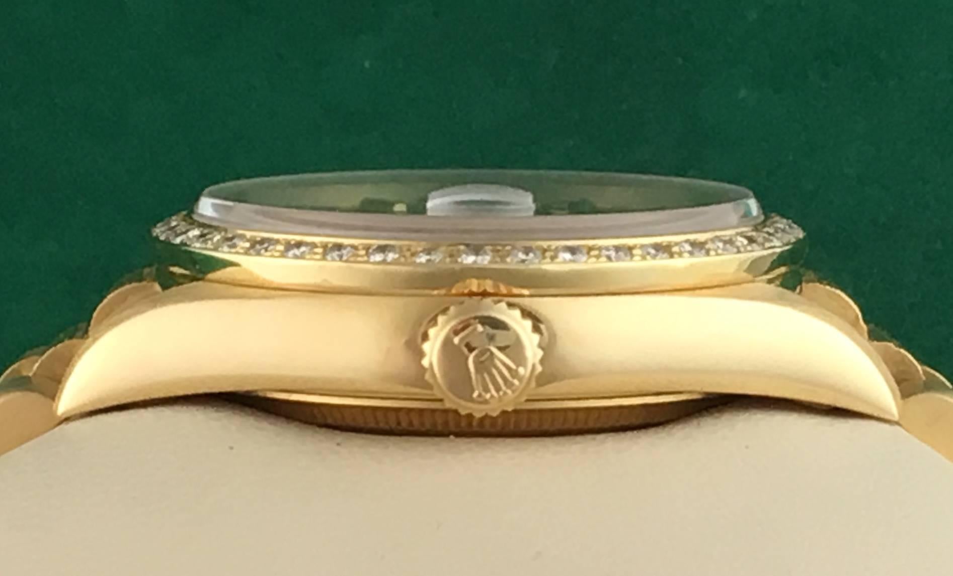 Men's Rolex Yellow Gold Diamond President Day-Date Blue Dial Wristwatch Ref 18248