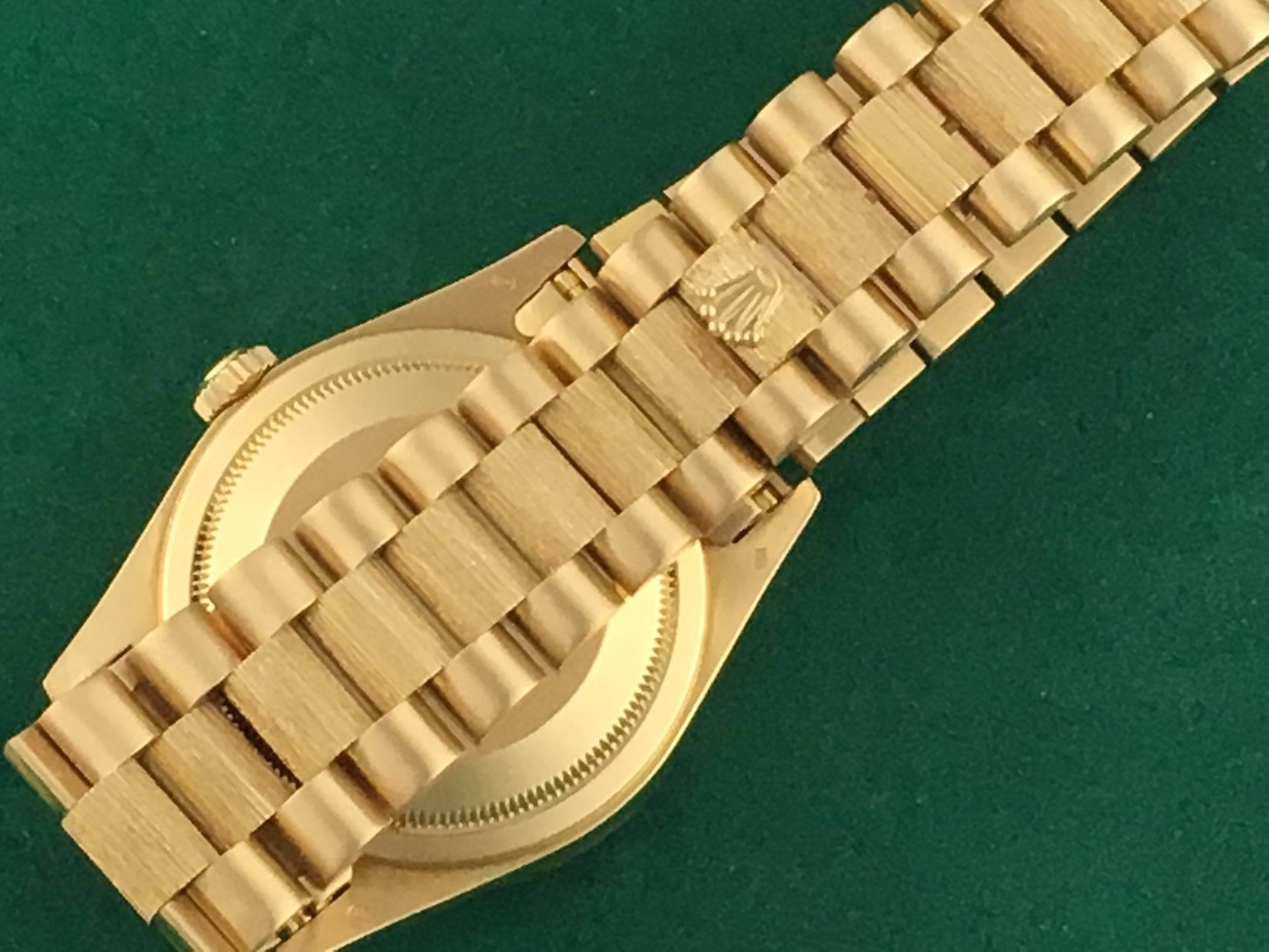 Rolex Yellow Gold Diamond President Day-Date Blue Dial Wristwatch Ref 18248 2