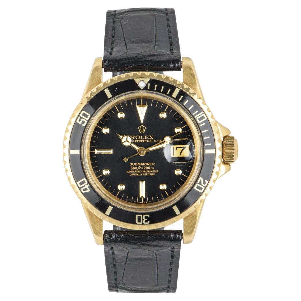Rolex 18K Yellow Gold Rare Nipple Dial Omani Crest Submariner Date B&P 1680