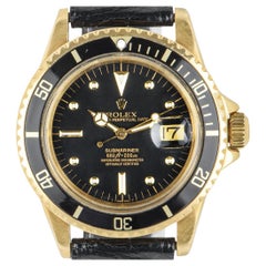 Rolex 18K Yellow Gold Rare Nipple Dial Omani Crest Submariner Date B&P 1680