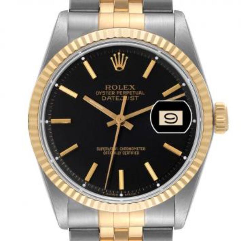 Reloj de pulsera para hombre Rolex Datejust 1601/3 de oro amarillo de 18 quilates y acero inoxidable 36 mm en venta 4