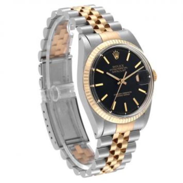 Rolex Or jaune 18K Acier inoxydable Datejust 1601/3 Montre-bracelet pour homme 36 mm en vente 5