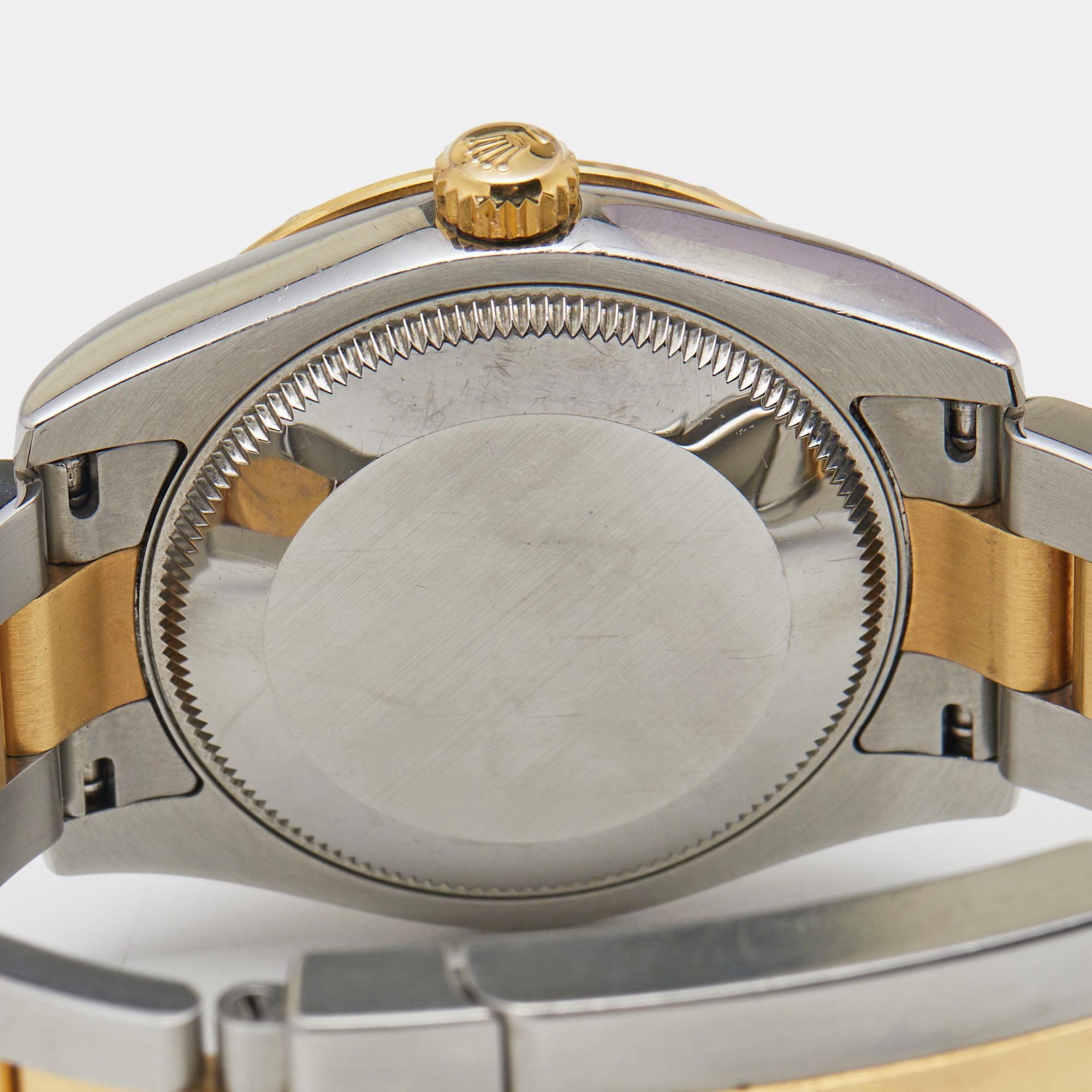 Rolex 18k Yellow Gold Stainless Steel Diamond Datejust Women's Wristwatch 31 mm In Good Condition In Dubai, Al Qouz 2
