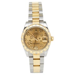 Rolex 18k Yellow Gold Stainless Steel Diamond Datejust Women's Wristwatch 31 mm