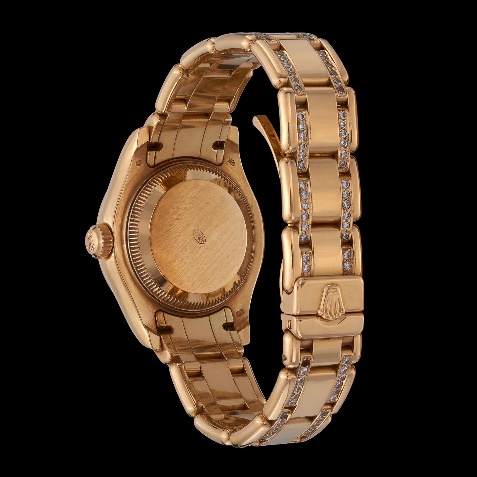 Women's Rolex 18k Yellow Gold Woman's Datejust Pearlmaster Wristwatch For Sale