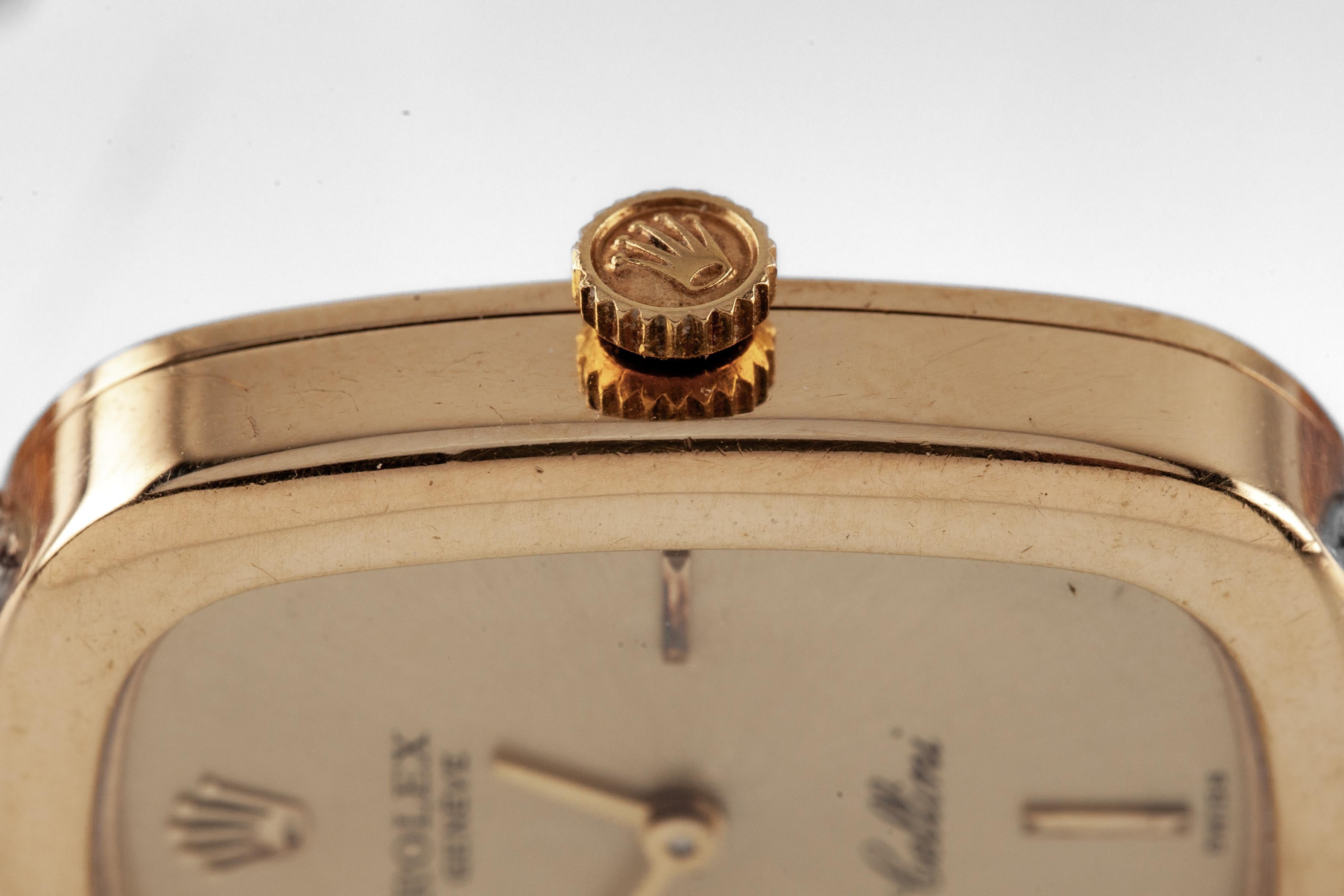 Donna Rolex Cellini Dress Watch da donna in oro giallo 18k con cinturino originale e scatola 1601 in vendita