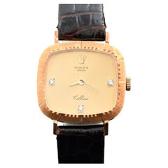 Rolex 18K YG Cellini Manual 3, 6, 9 Diamond Indexes 4082 w/Box & Paper, 1984' s
