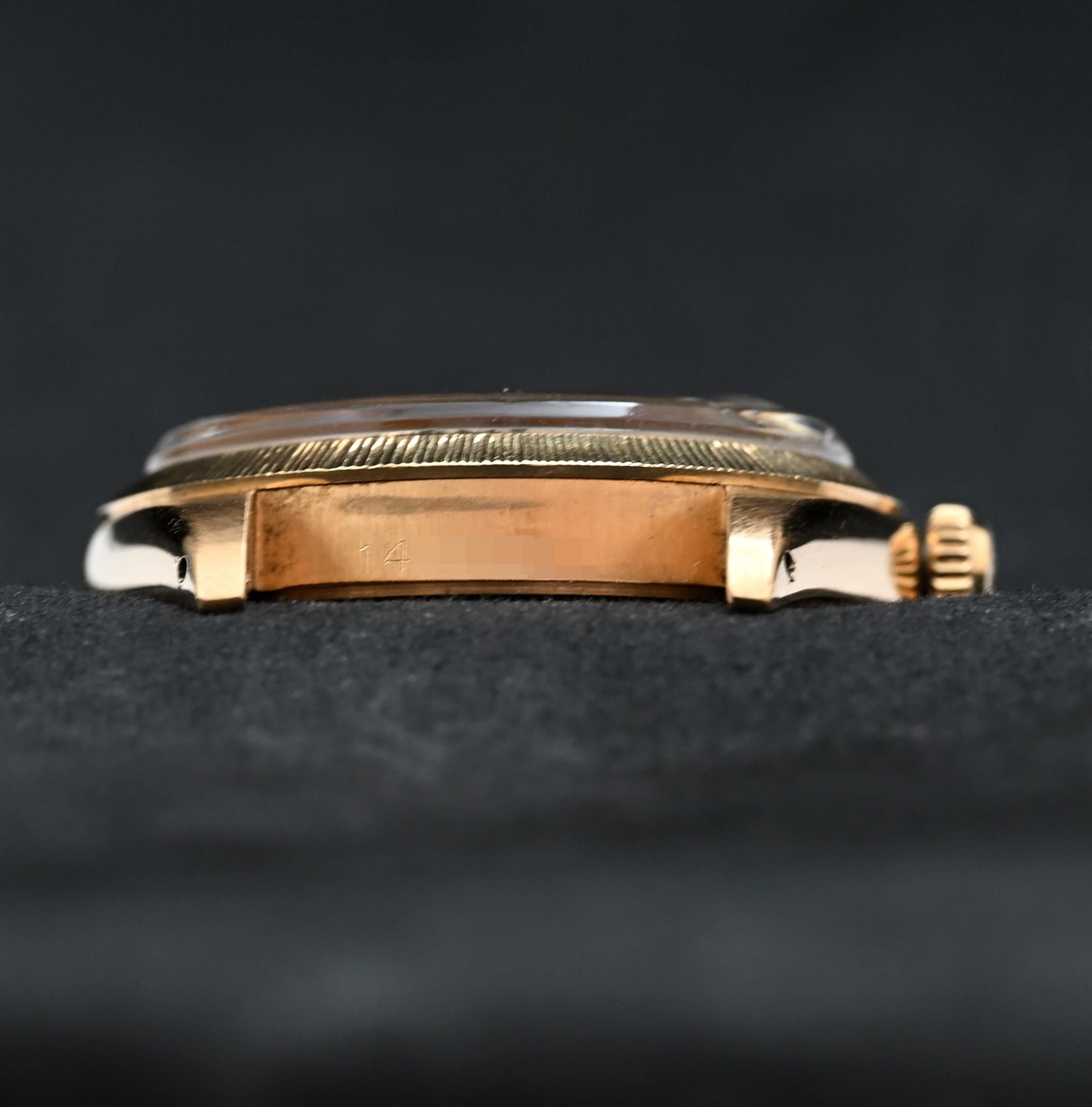 Rolex 18K YG Oyster Perpetual Date Silver Dial 1507, 1966's For Sale 2