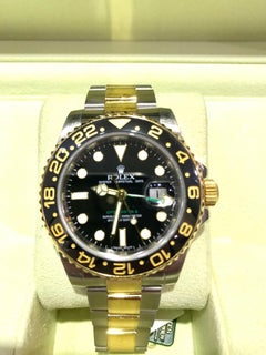 Rolex 18 Karat and Stainless Steel GMT Master II with Black Ceramic Bezel