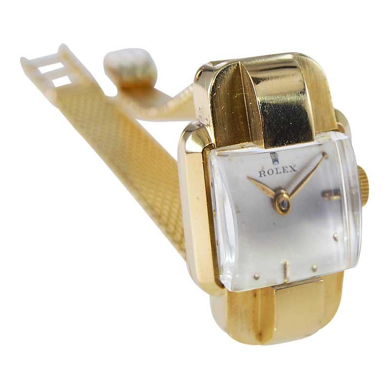 Women's or Men's Rolex 18kt. Gold Art Deco Ladies Watch with Original Dial and Crown 1940's For Sale