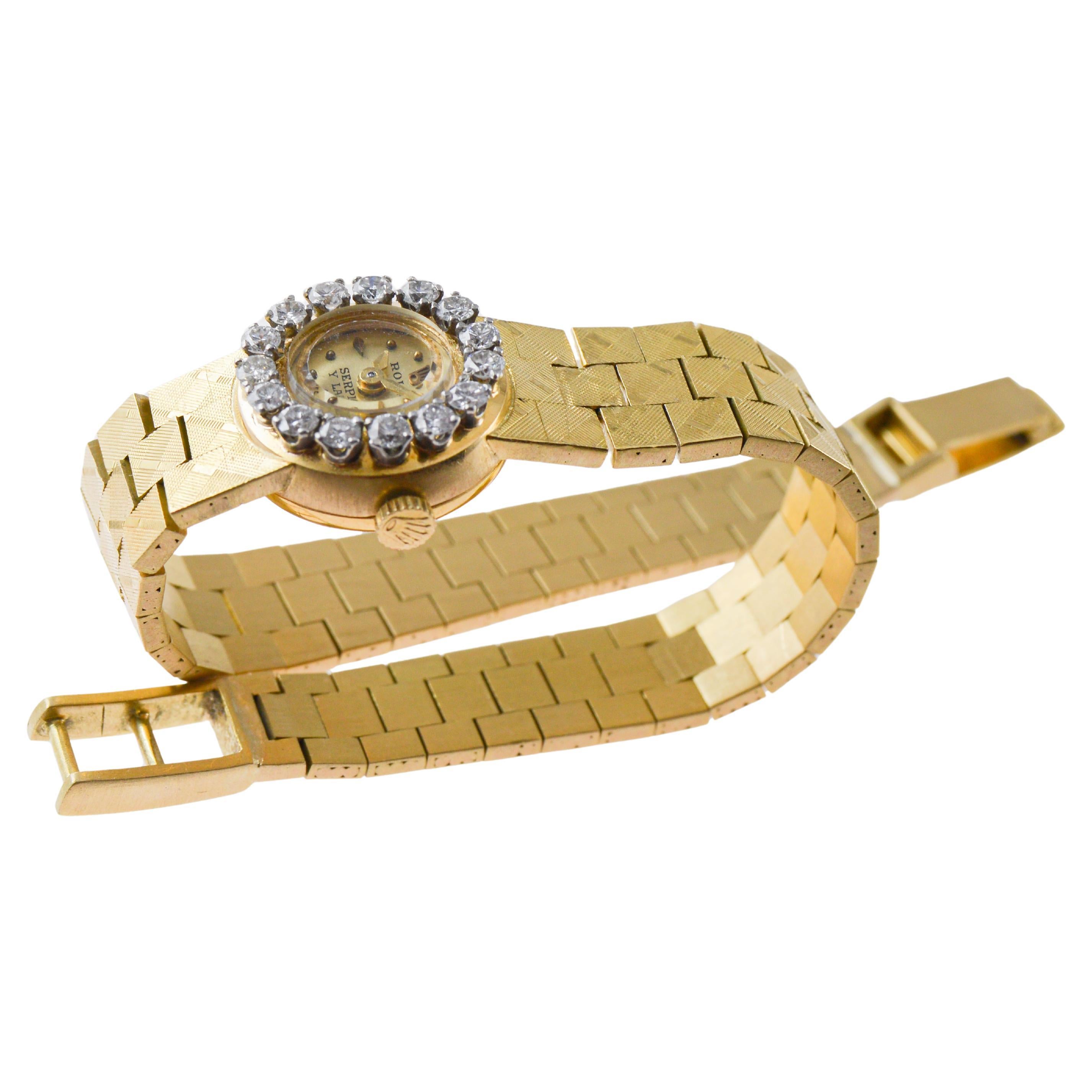 Rolex 18Kt Gold Ladies Modernist Style for Serpico & Laino Diamond Bezel 1960's in vendita 5