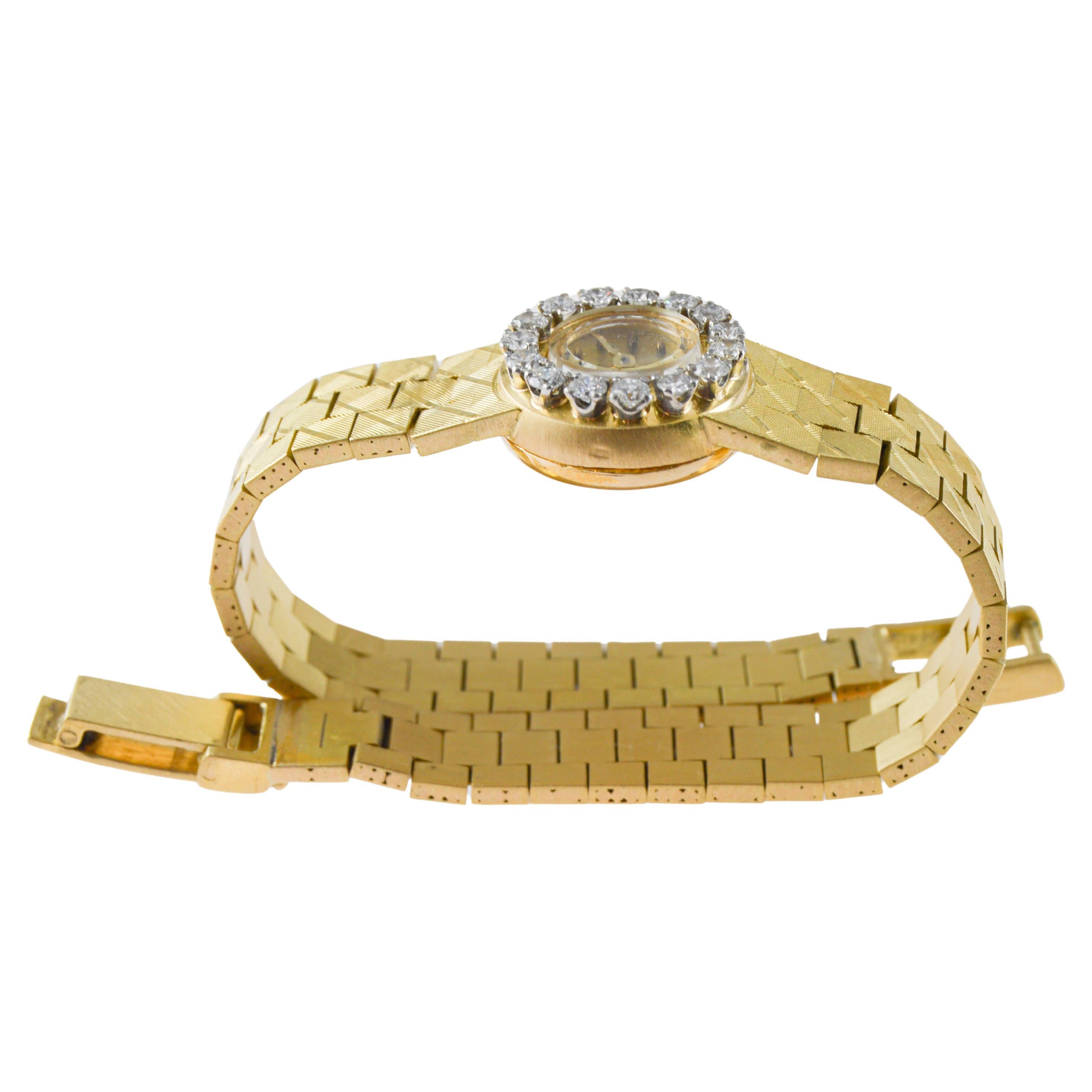 Rolex 18Kt Gold Ladies Modernist Style for Serpico & Laino Diamond Bezel 1960's in vendita 6