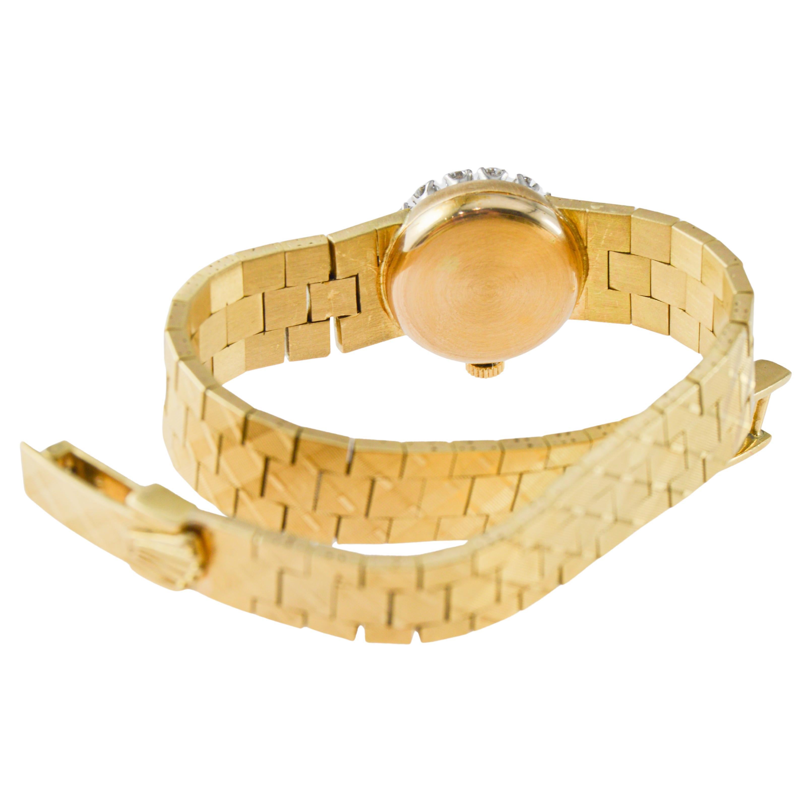 Rolex 18Kt Gold Ladies Modernist Style for Serpico & Laino Diamond Bezel 1960's in vendita 8