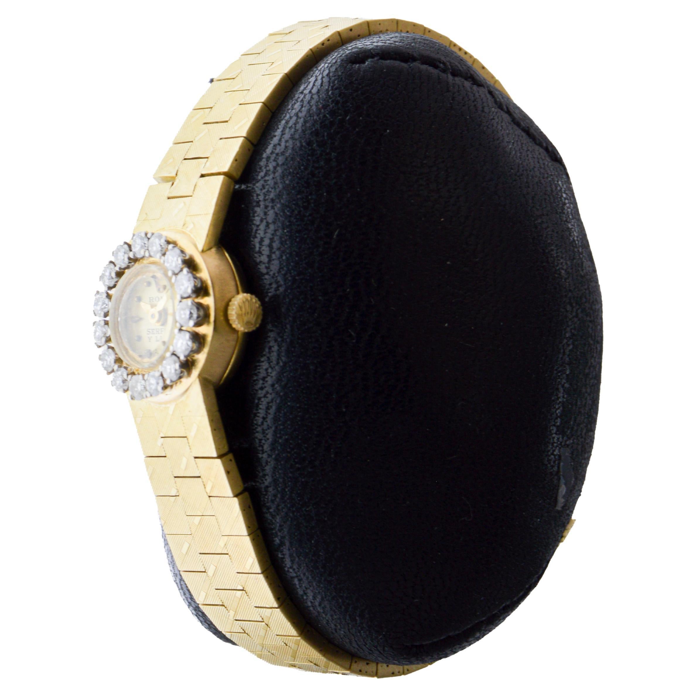 Rolex 18Kt Gold Ladies Modernist Style for Serpico & Laino Diamond Bezel 1960's in vendita 2