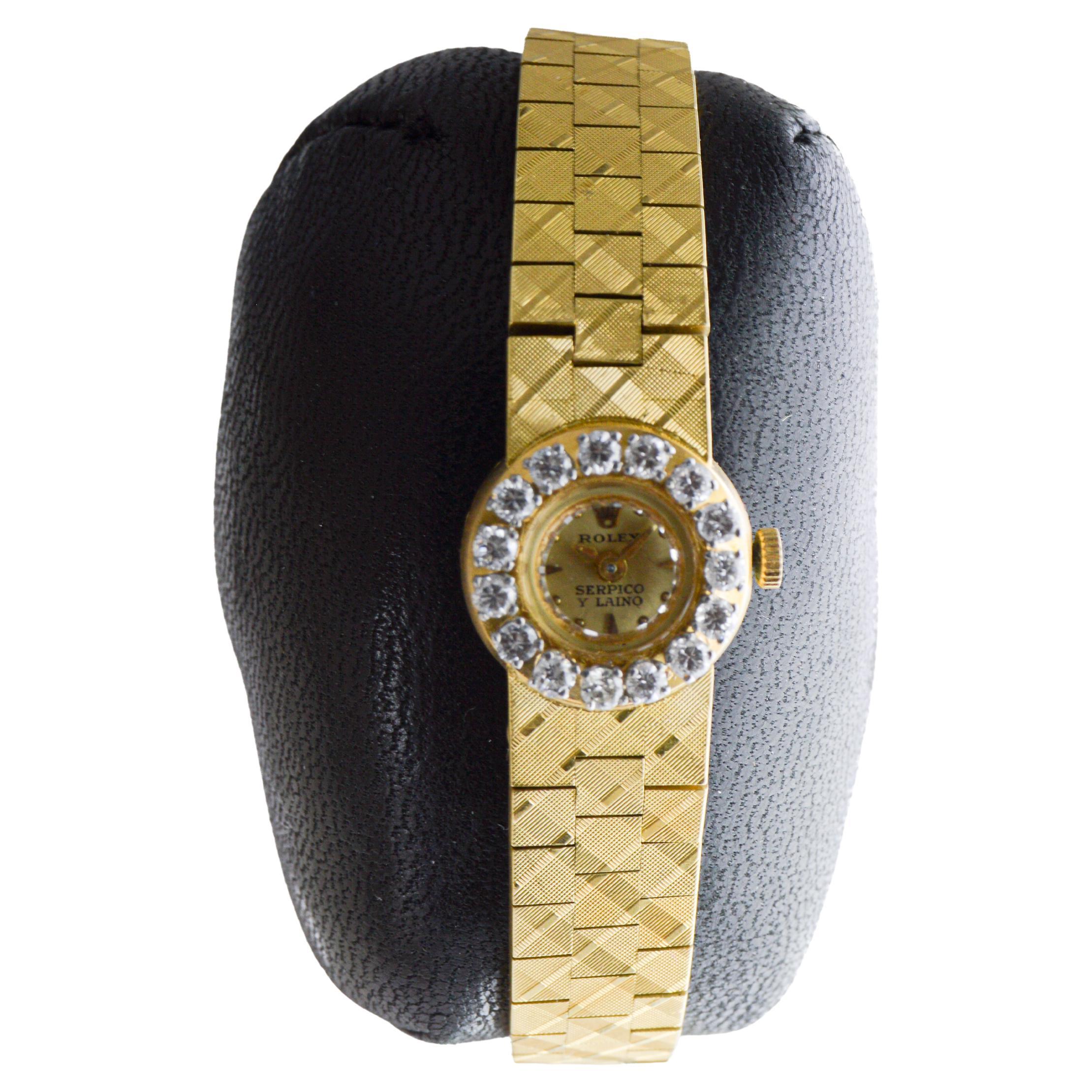 Rolex 18Kt Gold Ladies Modernist Style for Serpico
Laino Diamond Bezel 1960
s