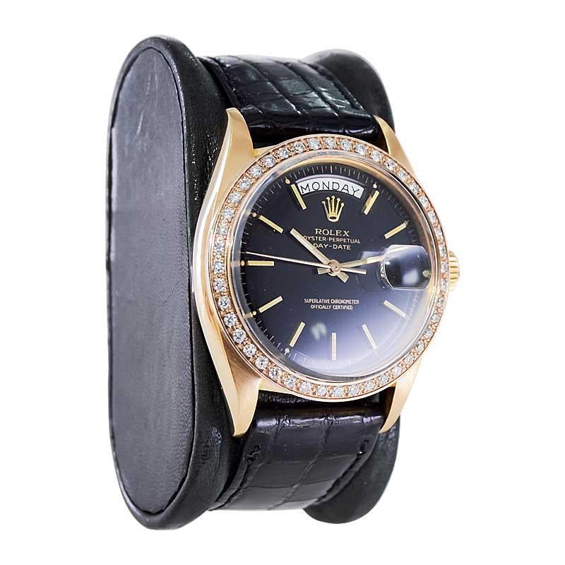 Rolex 18kt. Gold Man's President with Original Factory Black Dial from 1971 In Excellent Condition In Long Beach, CA