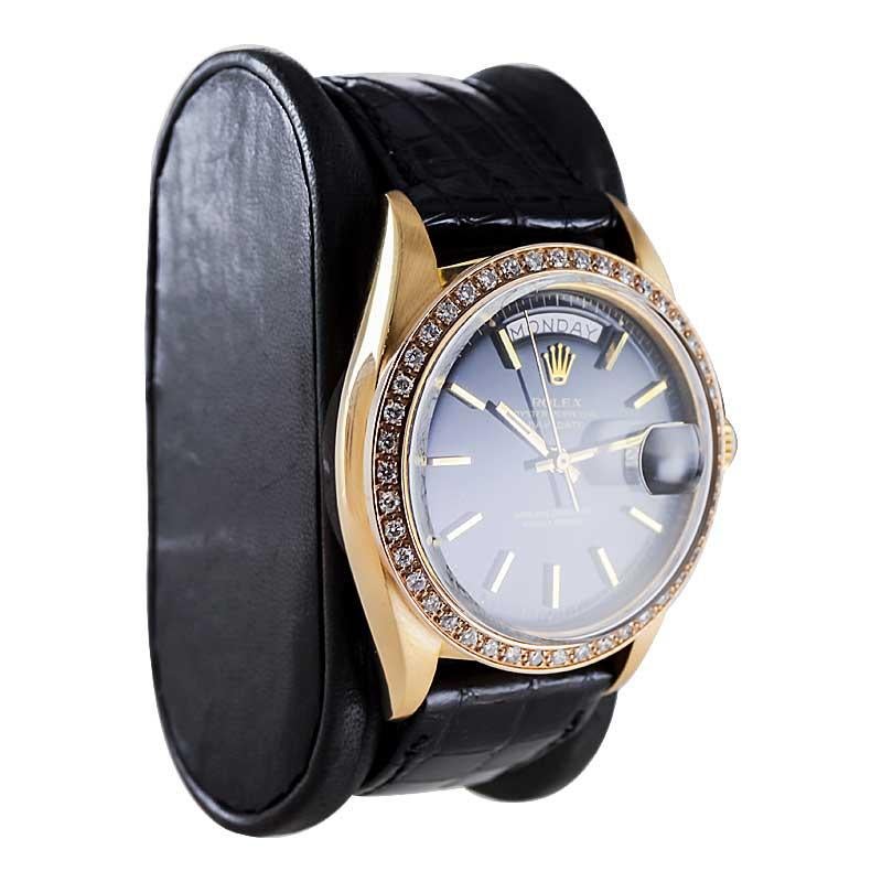 Women's or Men's Rolex 18kt. Gold Man's President with Original Factory Black Dial from 1971