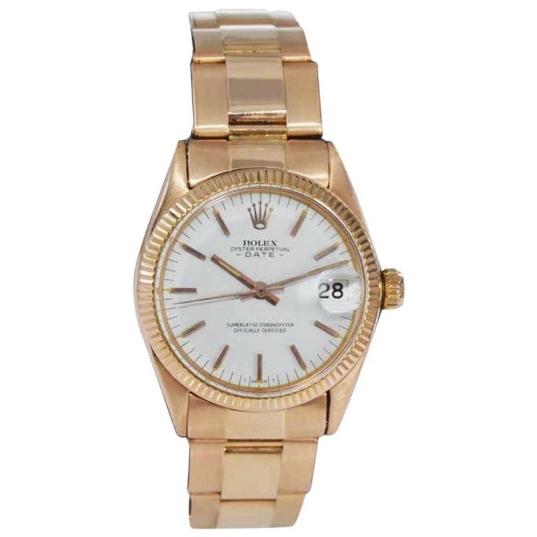 Rolex 18kt. Rose Gold Oyster Perpetual Date Mid Size From Early 1960's