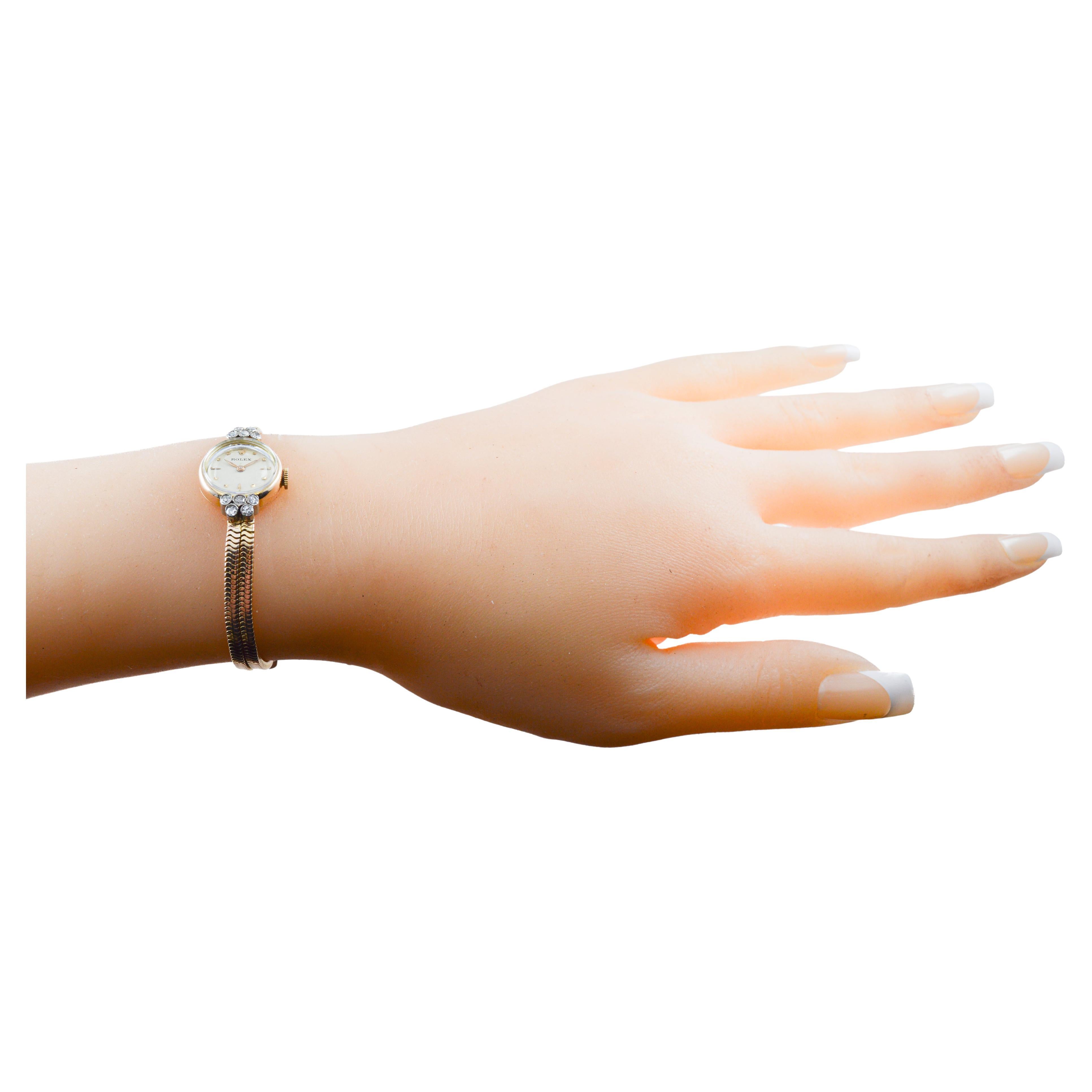 Rolex 18Kt Solid Gold Art Deco Ladies Dress Watch circa 1950's en vente 11