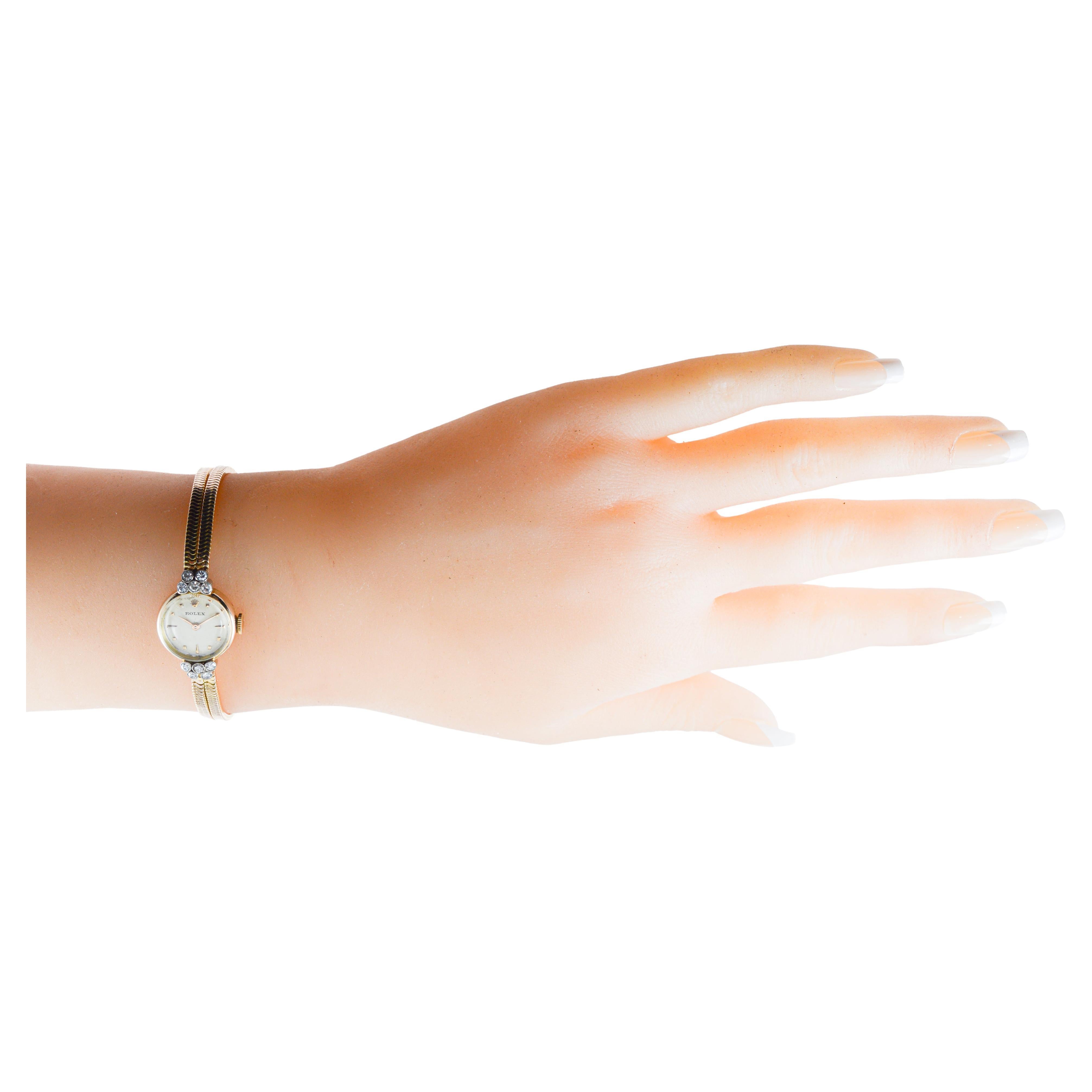 Rolex 18Kt Solid Gold Art Deco Ladies Dress Watch circa 1950's en vente 12