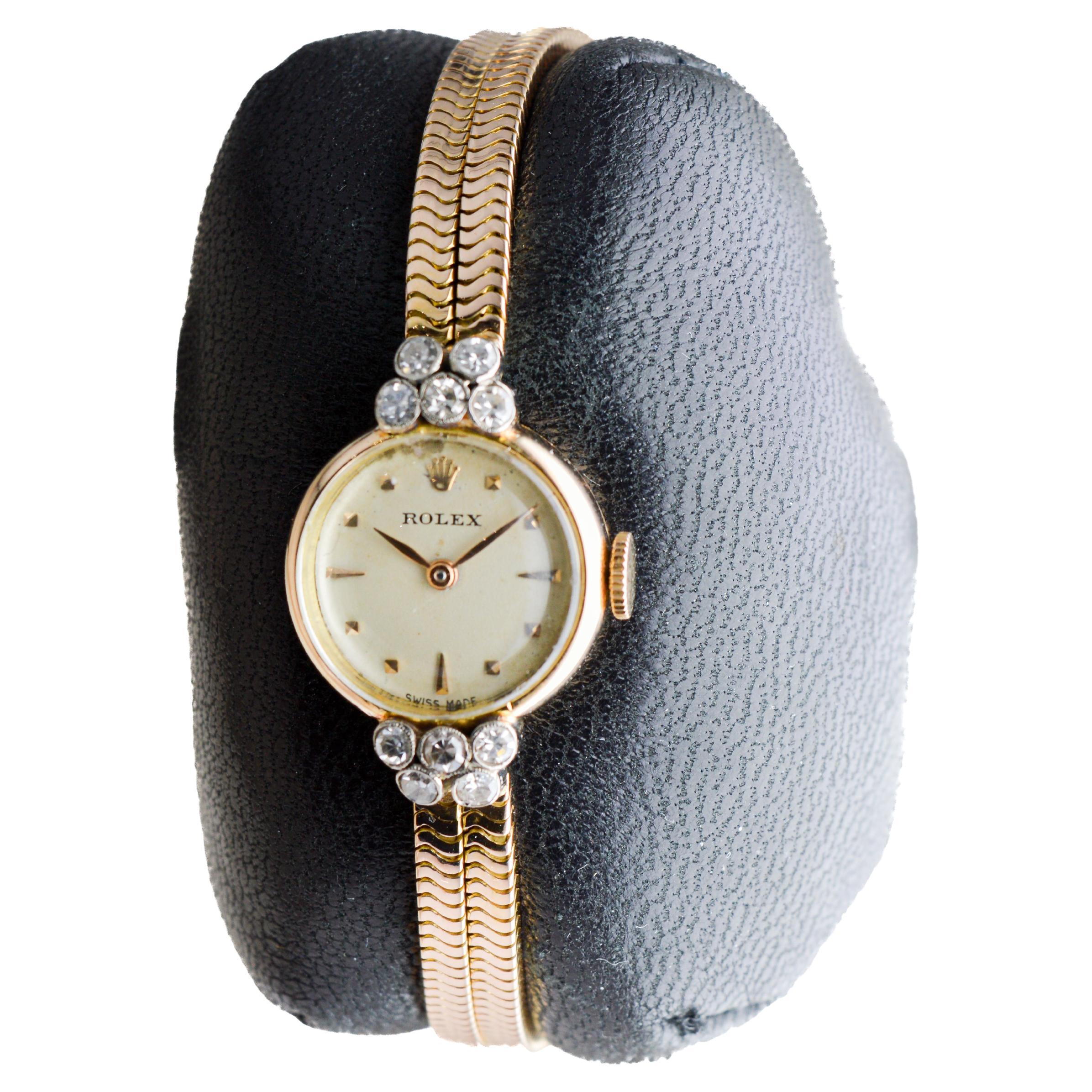 Rolex 18Kt Solid Gold Art Deco Ladies Dress Watch circa 1950's en vente 2