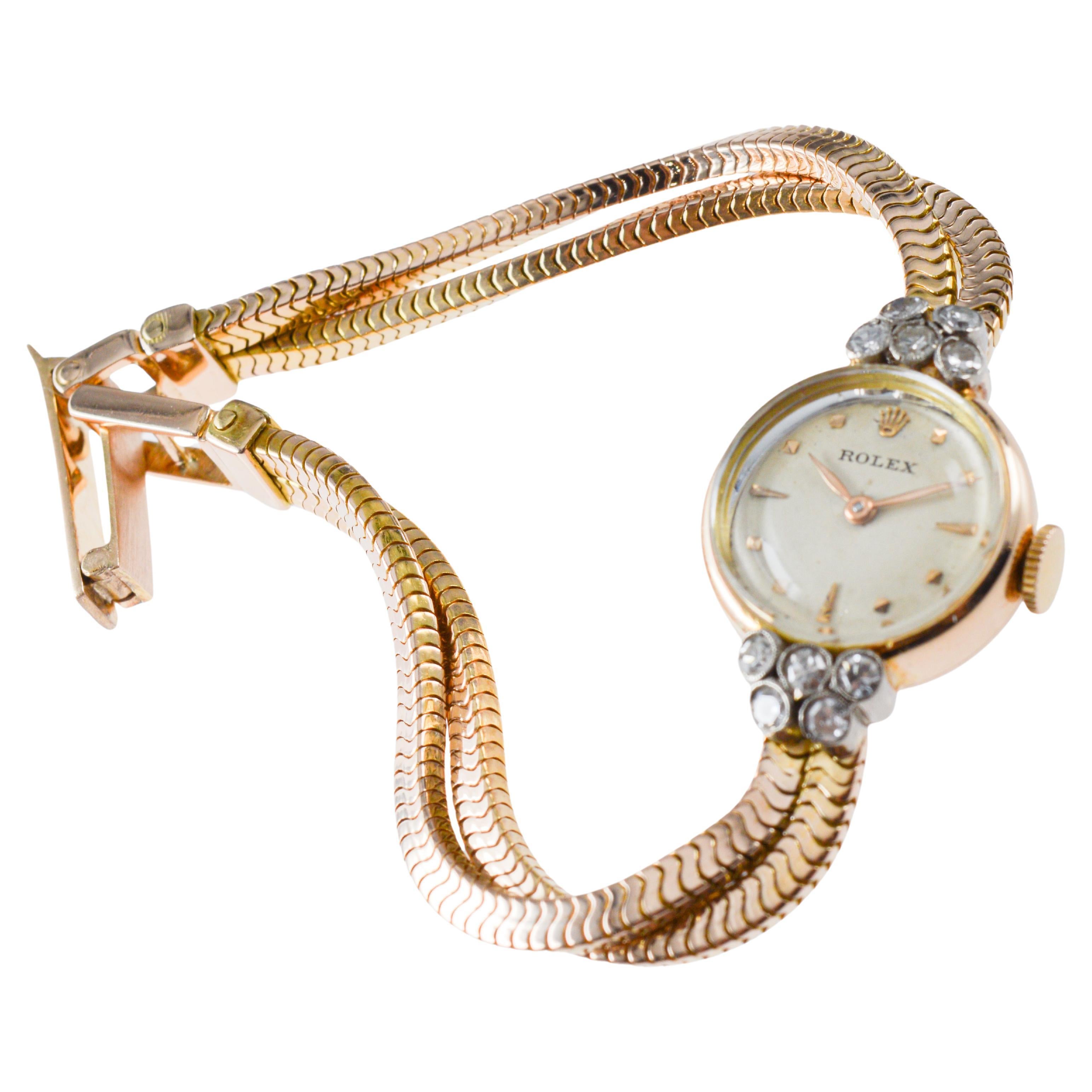 Rolex 18Kt Solid Gold Art Deco Ladies Dress Watch circa 1950's en vente 3