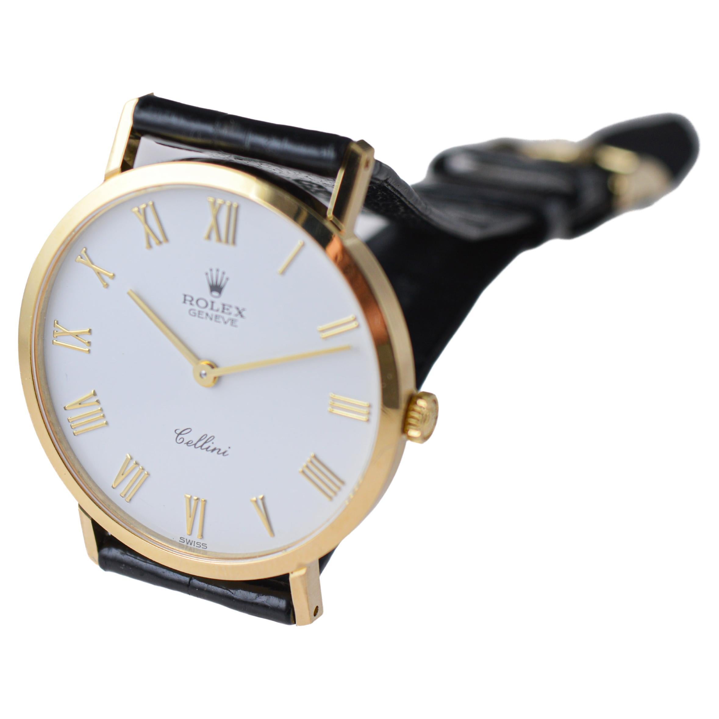 Rolex 18Kt Massivgold Cellini alle Original mit Factory-Riemen und Schnalle 1990er Jahre 5