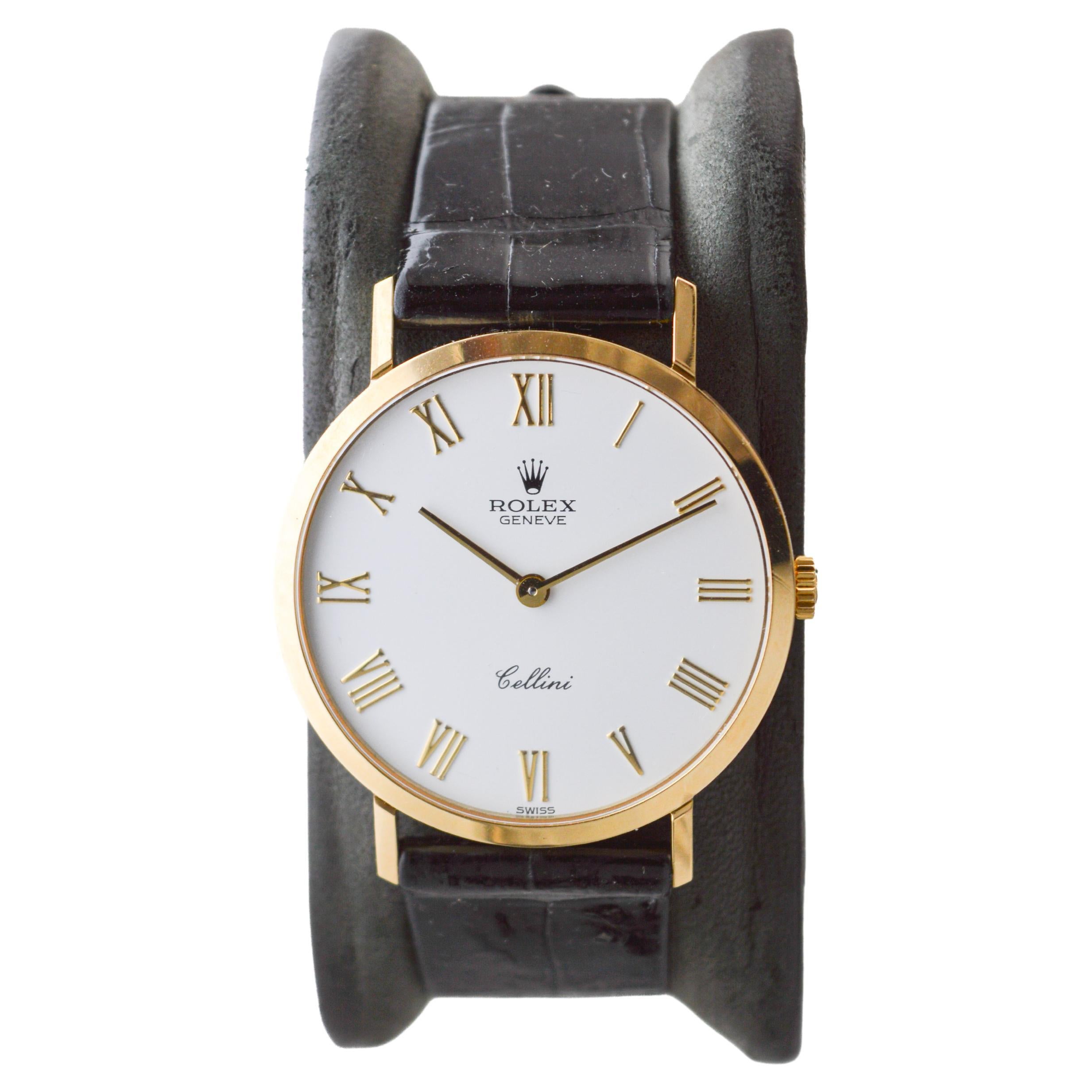 Rolex 18Kt Massivgold Cellini alle Original mit Factory-Riemen und Schnalle 1990er Jahre im Zustand „Hervorragend“ in Long Beach, CA