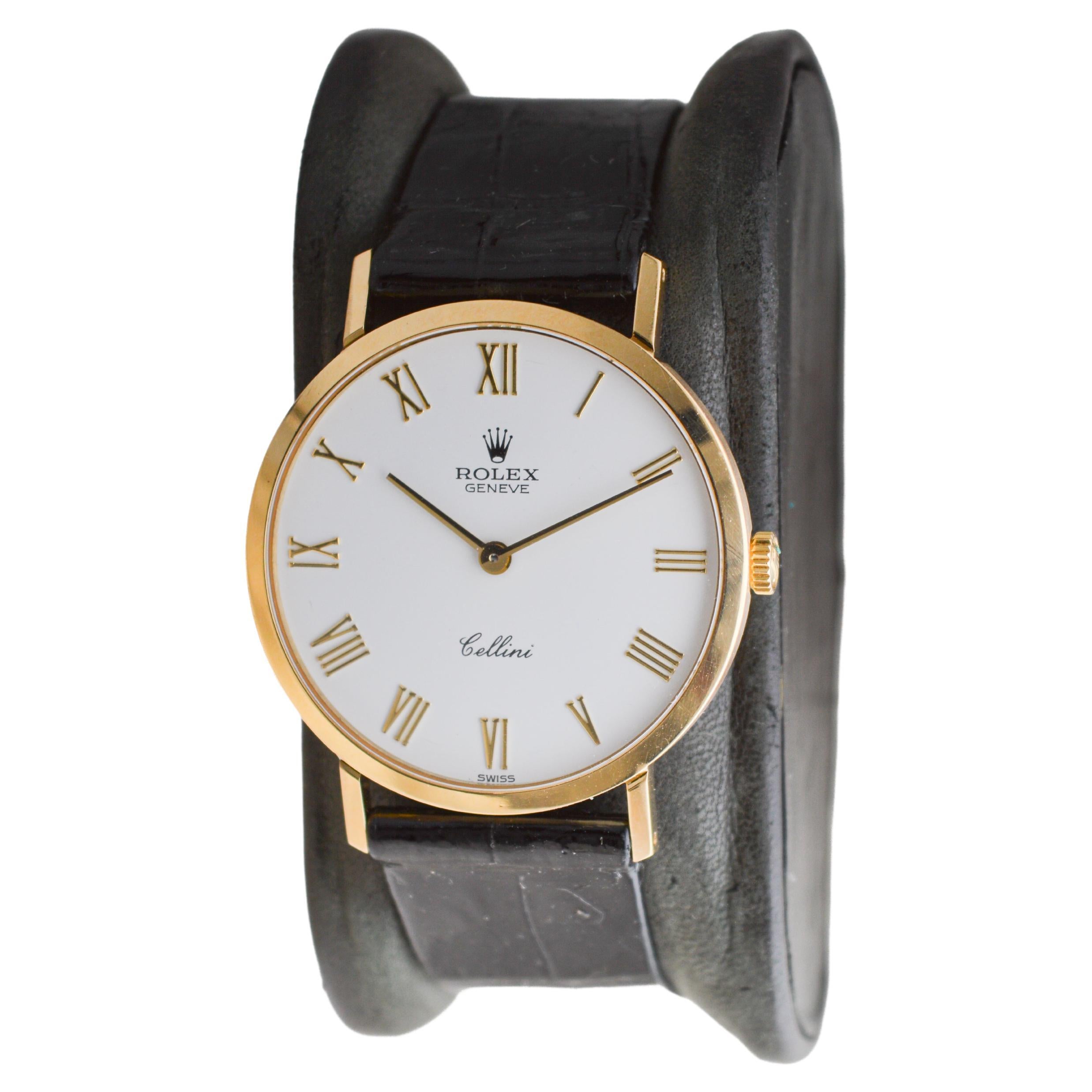 Rolex 18Kt Massivgold Cellini alle Original mit Factory-Riemen und Schnalle 1990er Jahre für Damen oder Herren