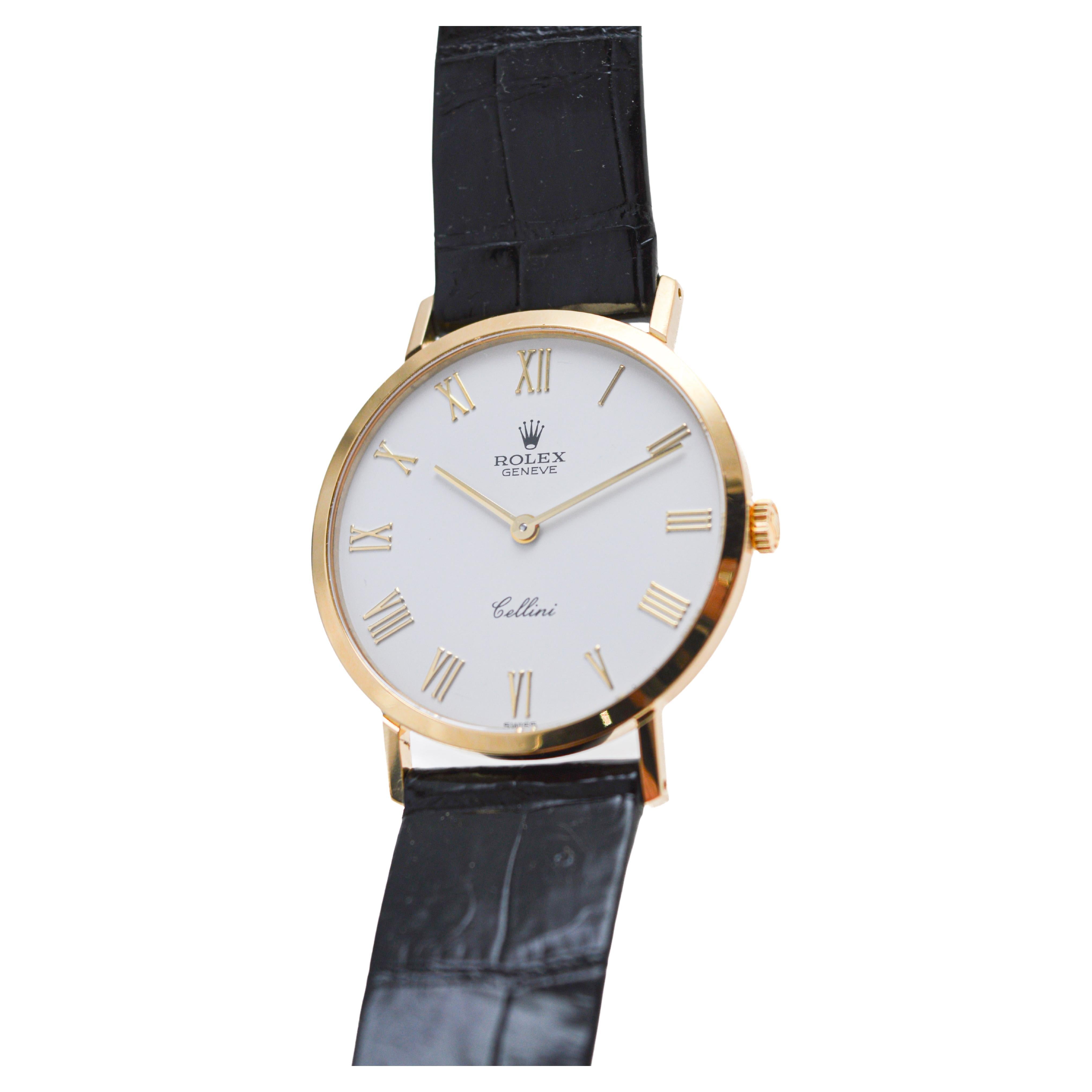 Rolex 18Kt Massivgold Cellini alle Original mit Factory-Riemen und Schnalle 1990er Jahre 1