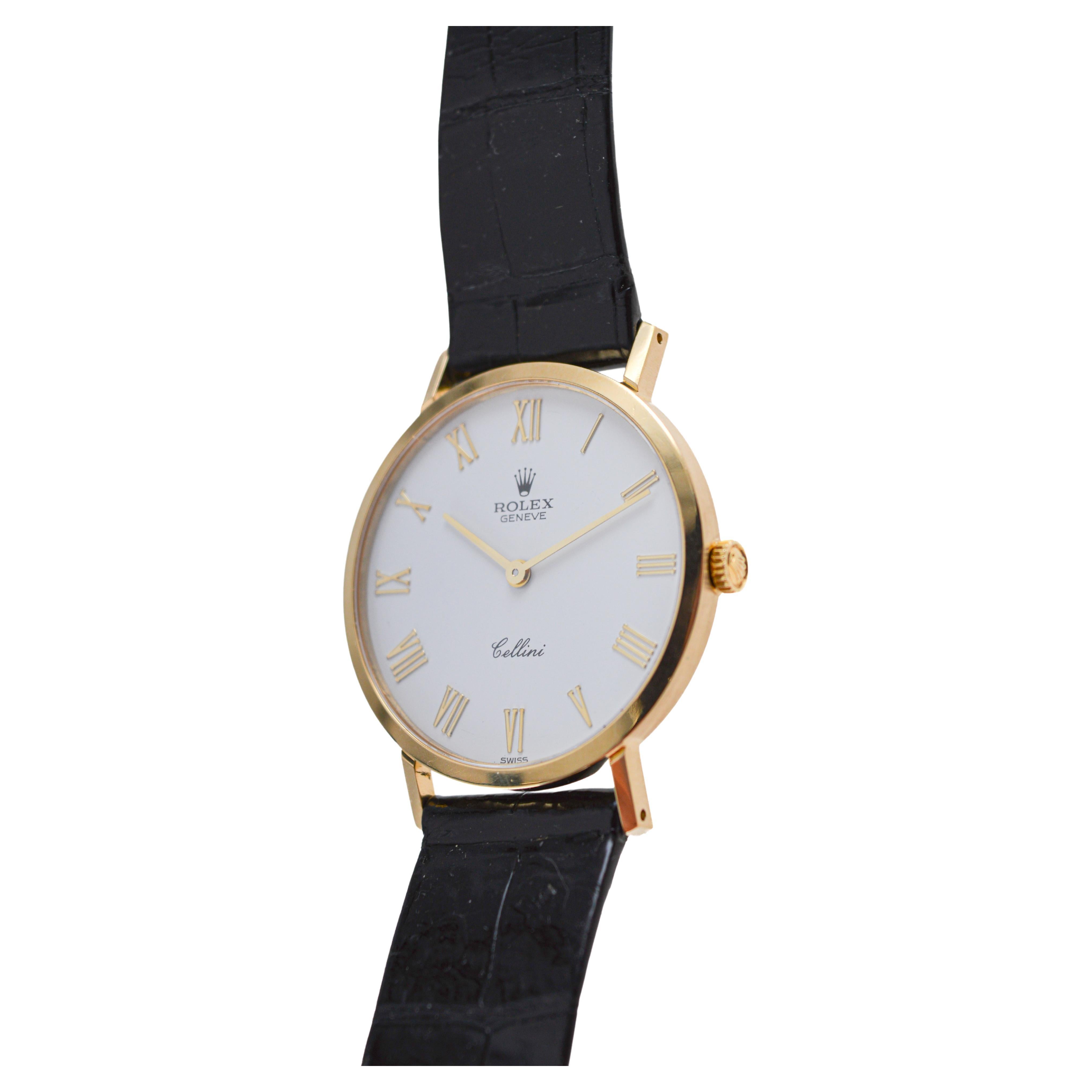 Rolex 18Kt Massivgold Cellini alle Original mit Factory-Riemen und Schnalle 1990er Jahre 2