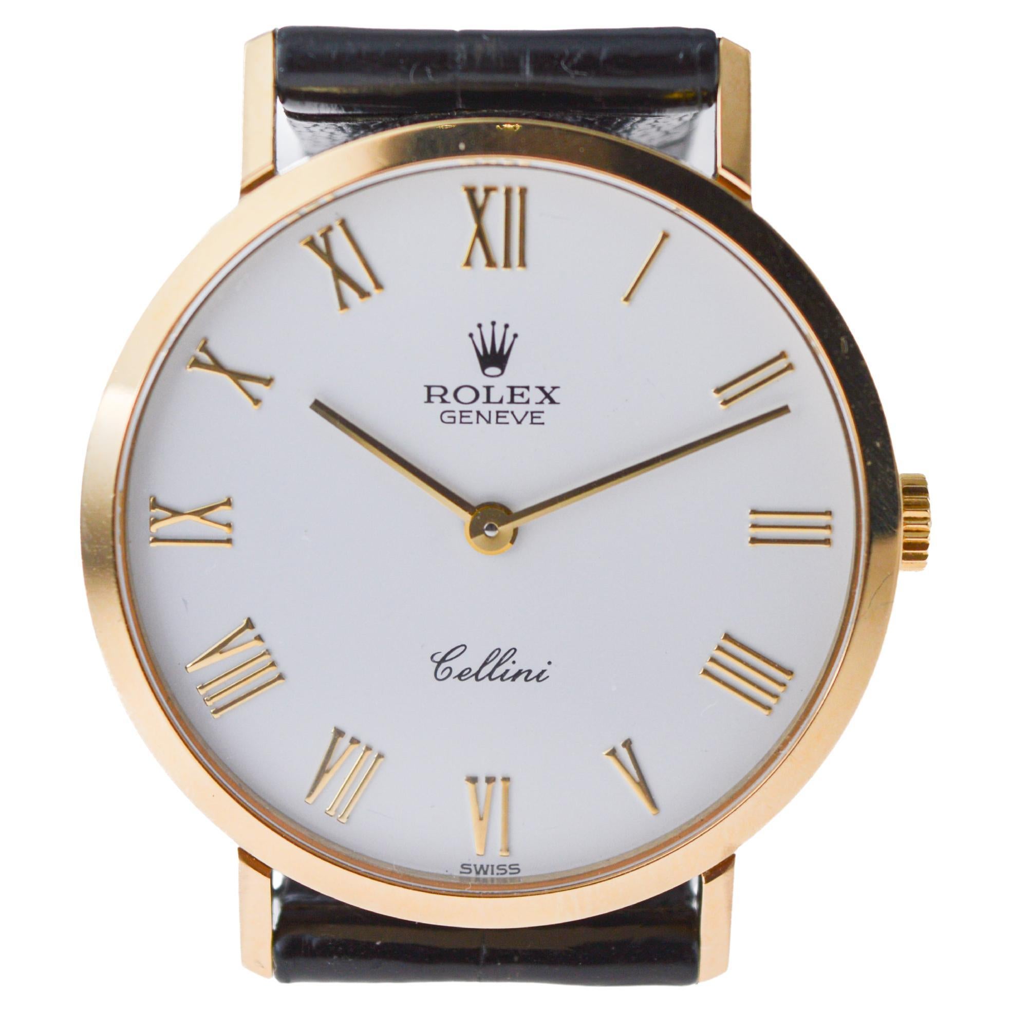 Rolex 18Kt Massivgold Cellini alle Original mit Factory-Riemen und Schnalle 1990er Jahre 4