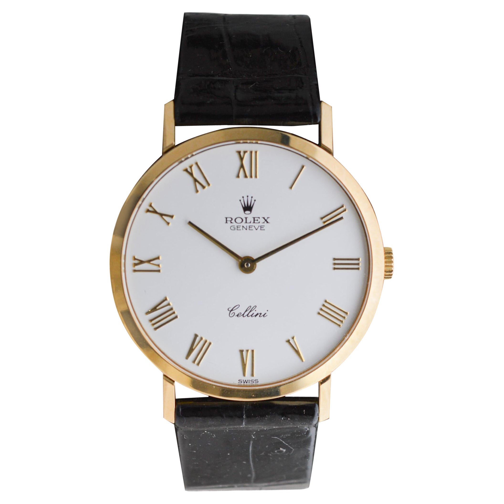 Rolex 18Kt Massivgold Cellini alle Original mit Factory-Riemen und Schnalle 1990er Jahre