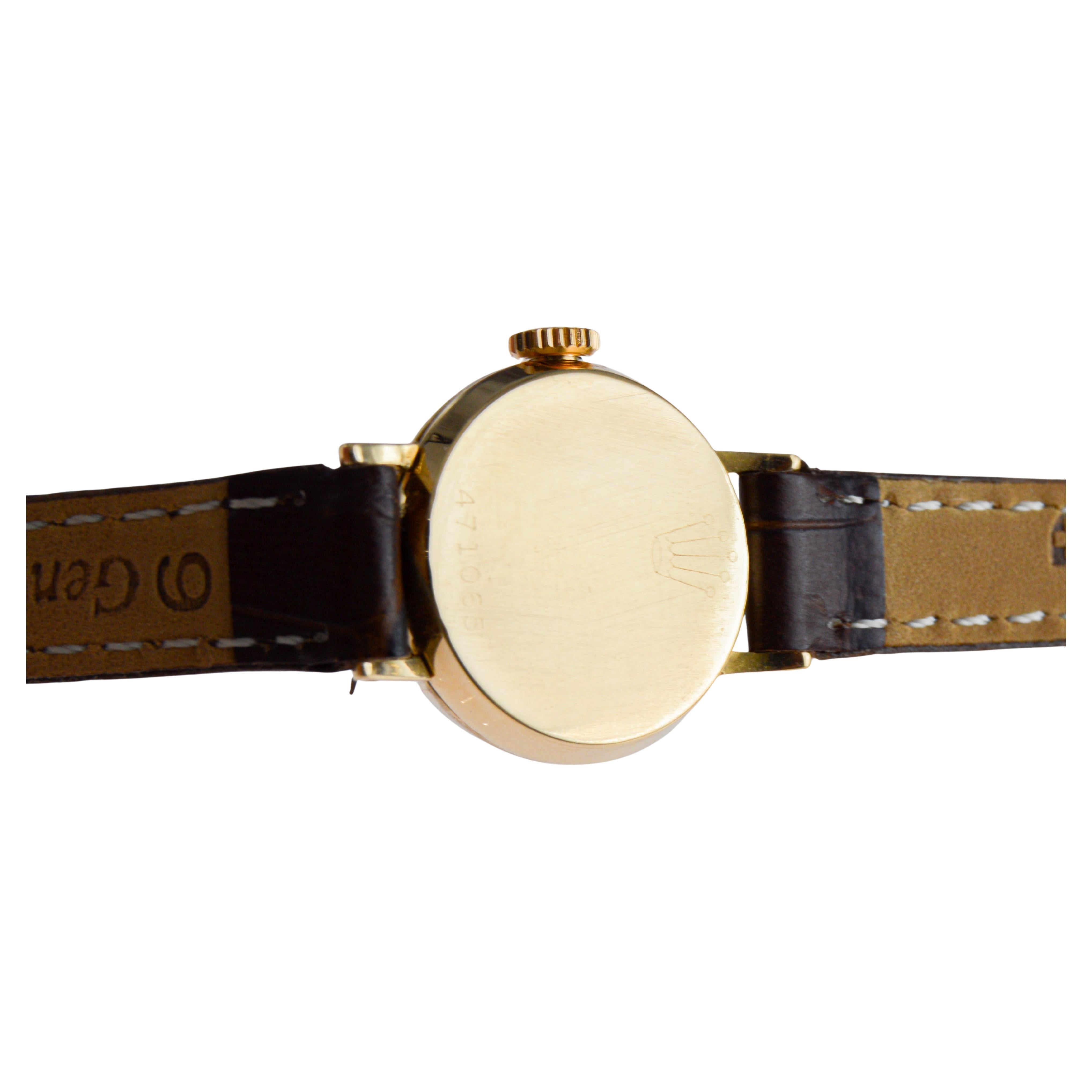 Rolex Orologio Art Deco da donna in oro massiccio 18Kt circa 1946 in vendita 8