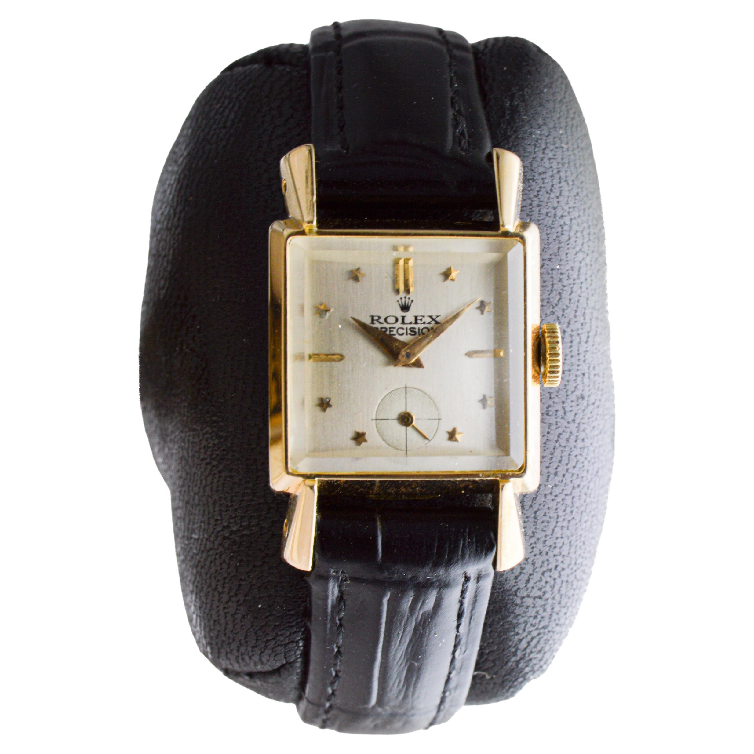 Reloj Rolex Art Déco de oro macizo de 18 quilates para señora, circa años 50 en Excelente estado para la venta en Long Beach, CA