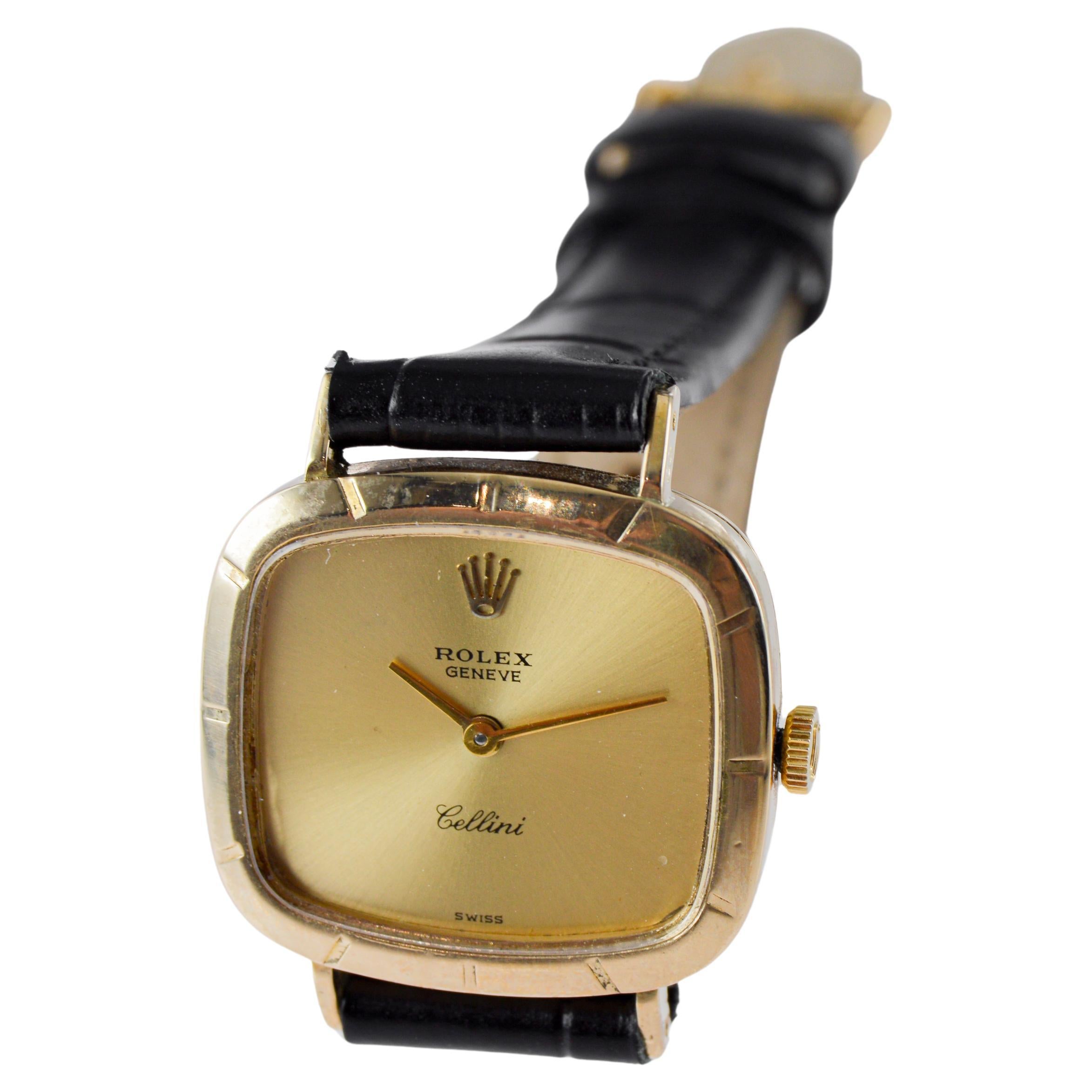 Rolex Montre Cellini pour dames en or massif 18Kt 1970 avec cadran champagne d'origine en vente 7
