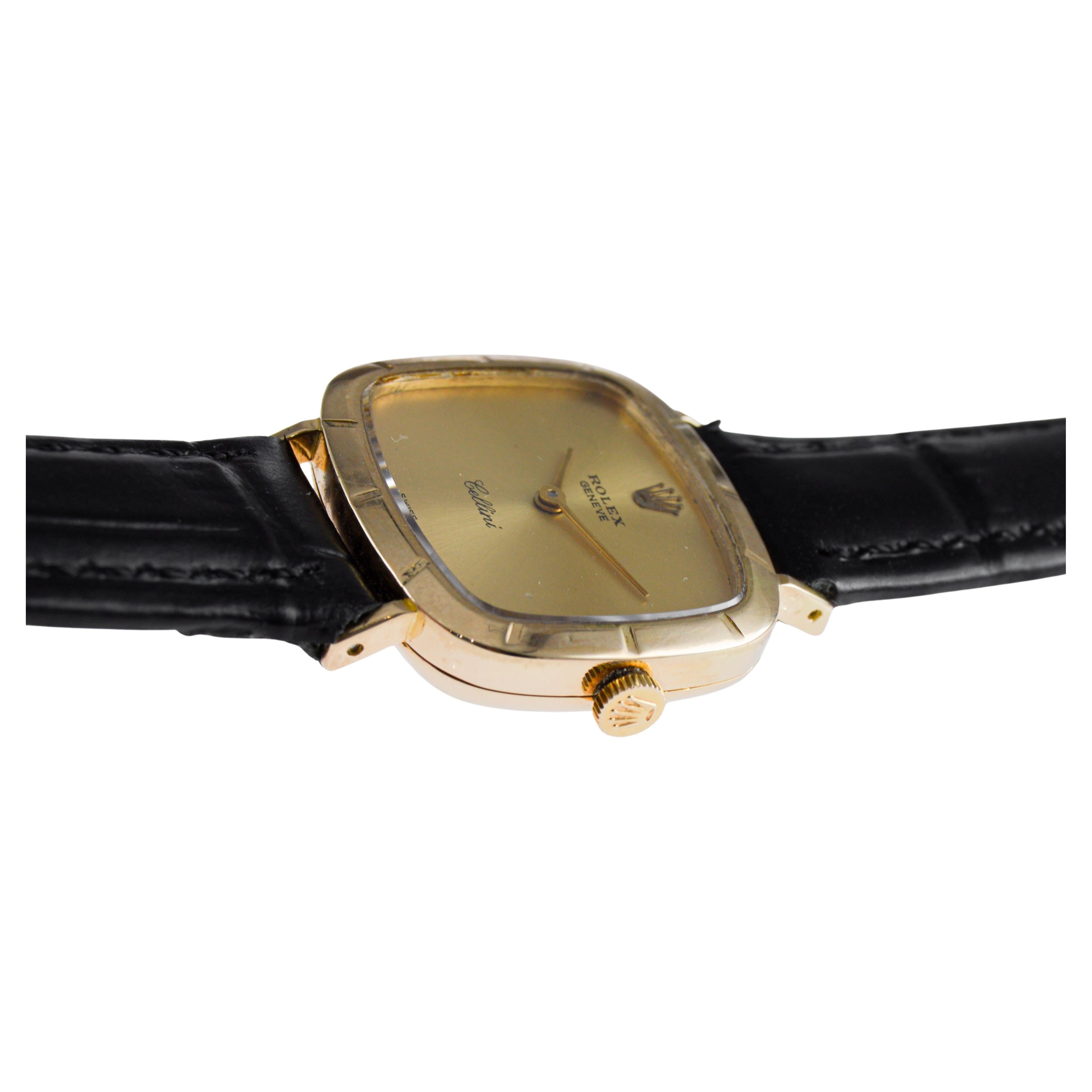 Rolex Montre Cellini pour dames en or massif 18Kt 1970 avec cadran champagne d'origine en vente 8