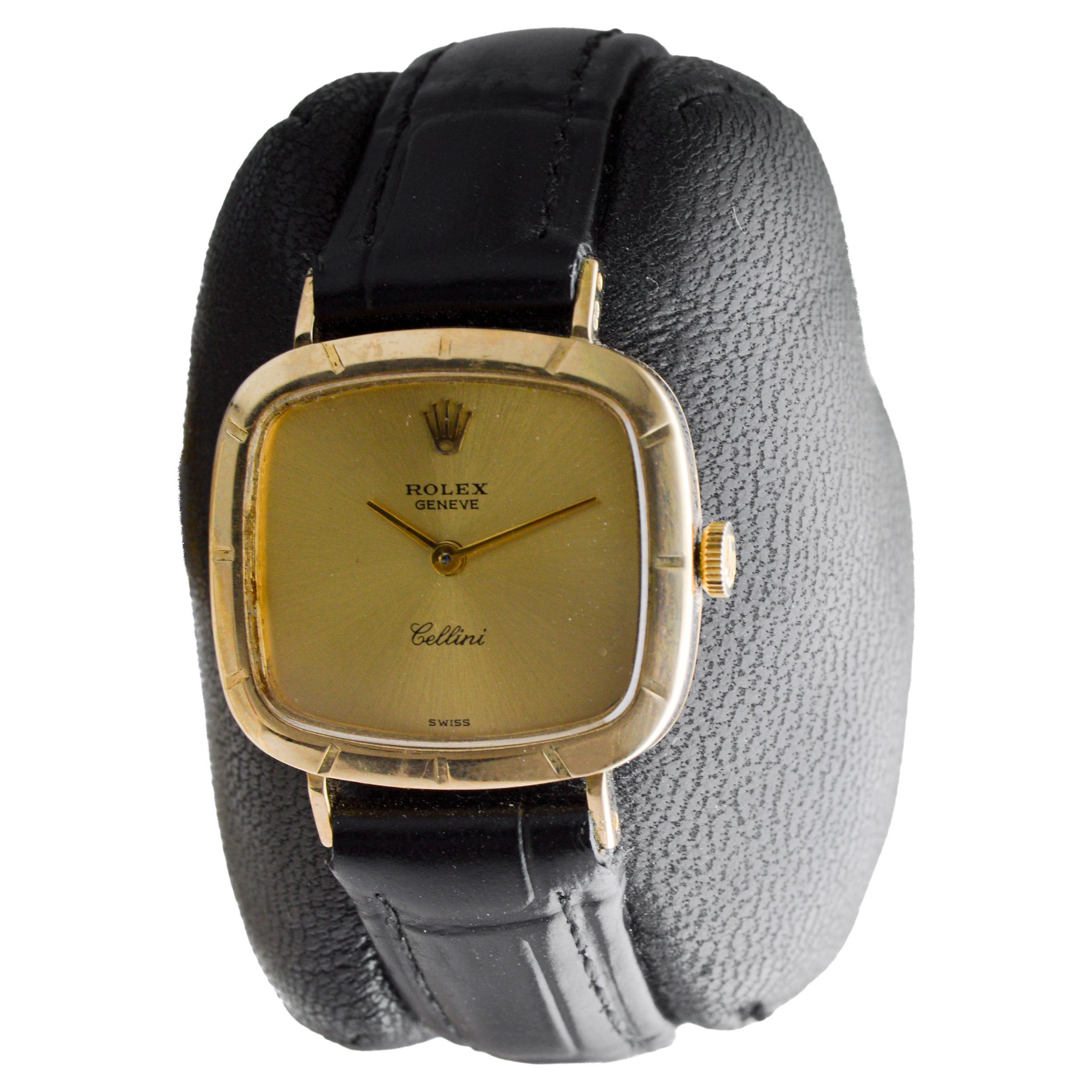 Rolex Montre Cellini pour dames en or massif 18Kt 1970 avec cadran champagne d'origine en vente 2