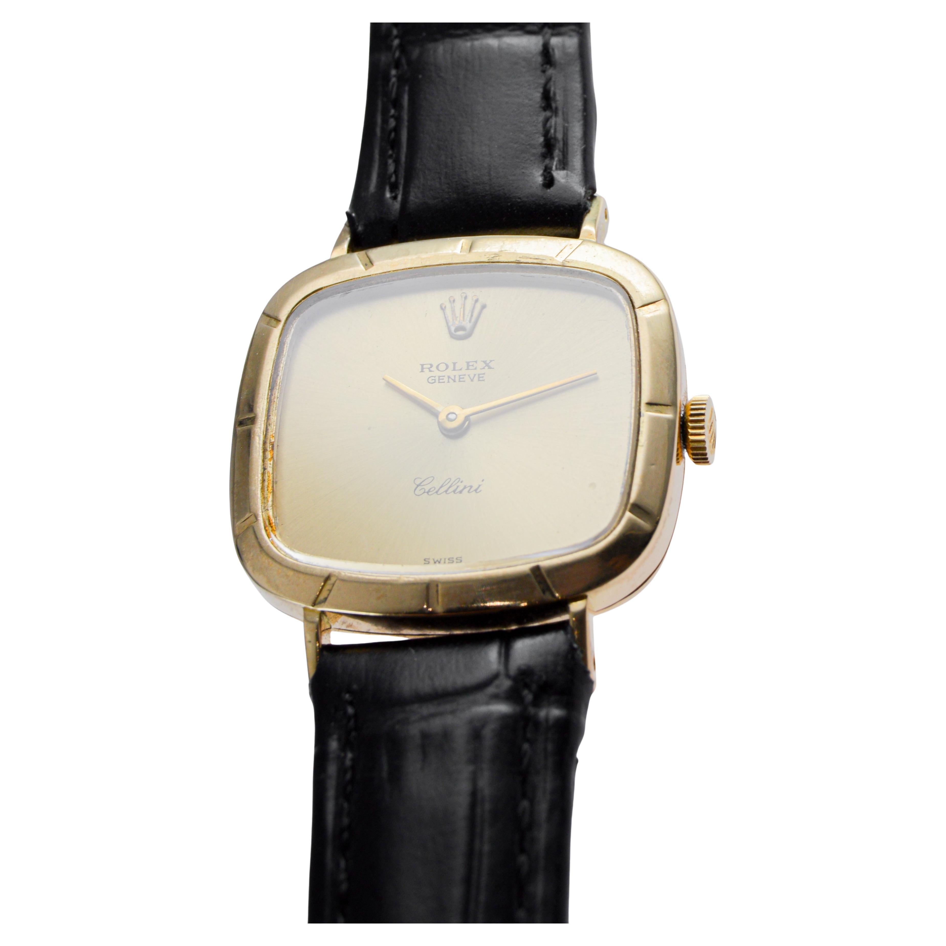 Rolex Montre Cellini pour dames en or massif 18Kt 1970 avec cadran champagne d'origine en vente 4
