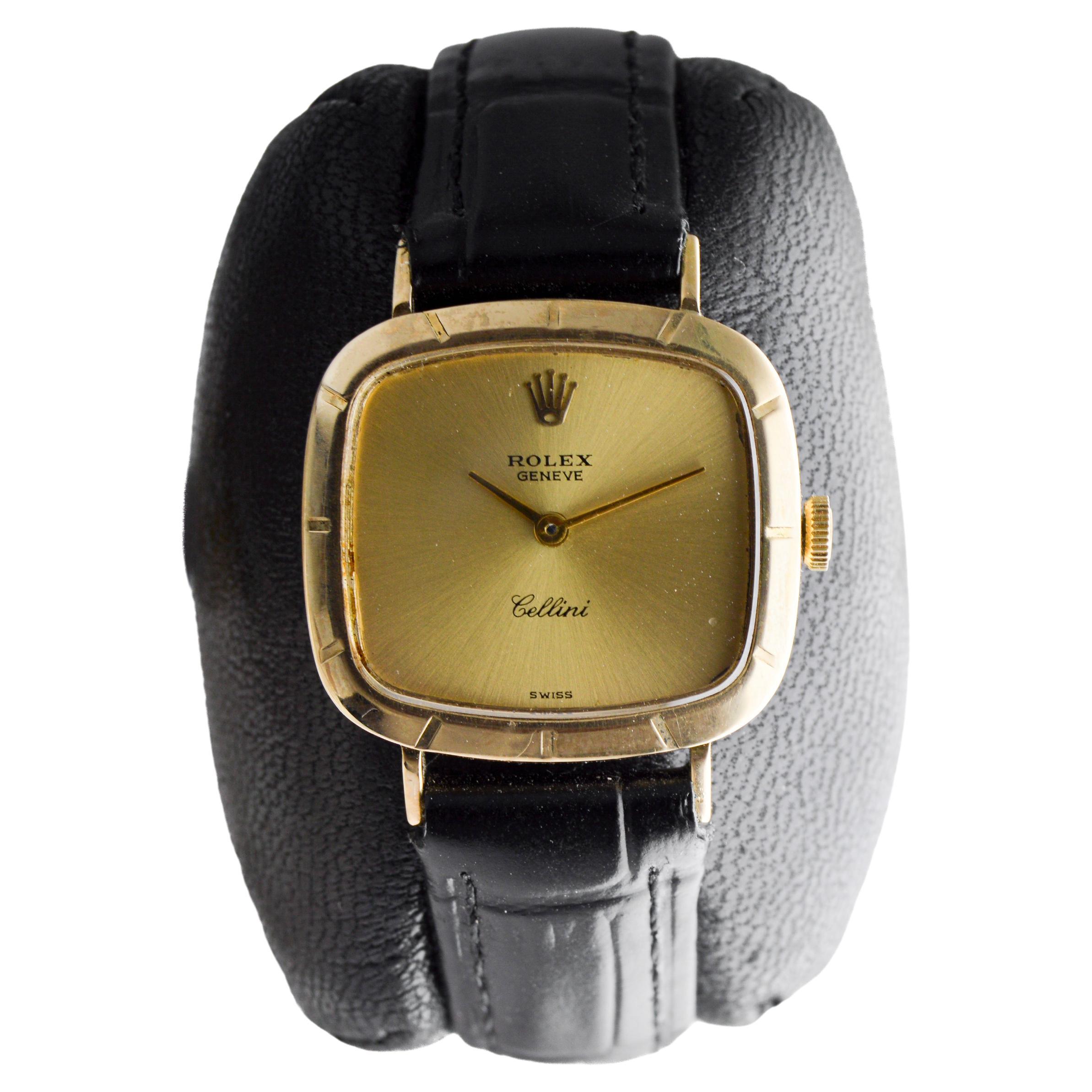 Reloj Rolex Cellini de oro macizo de 18 quilates para señora de los años 70 con esfera original color champán