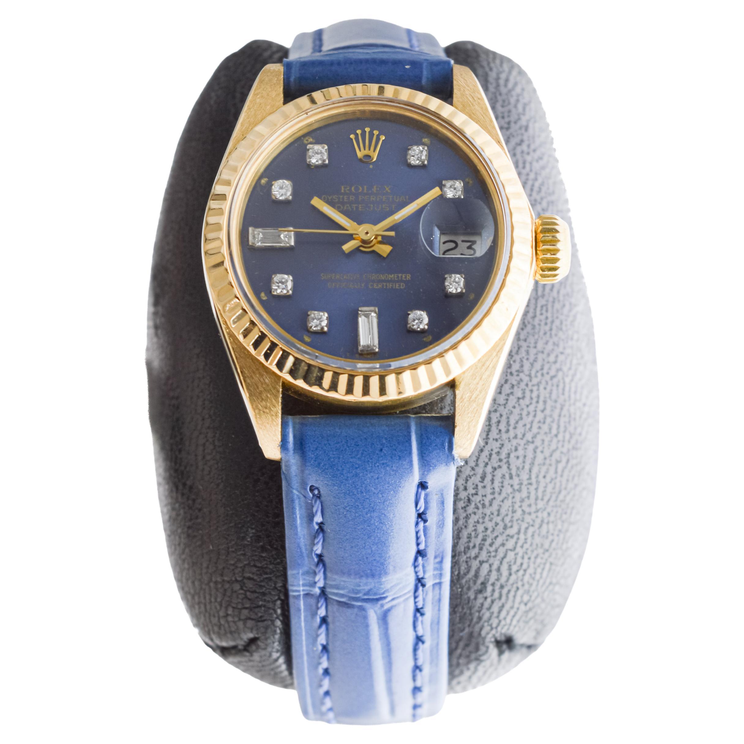 Rolex Montre Datejust pour femme en or massif 18 carats avec fermoir rempli d'or et marques de diamants Excellent état - En vente à Long Beach, CA