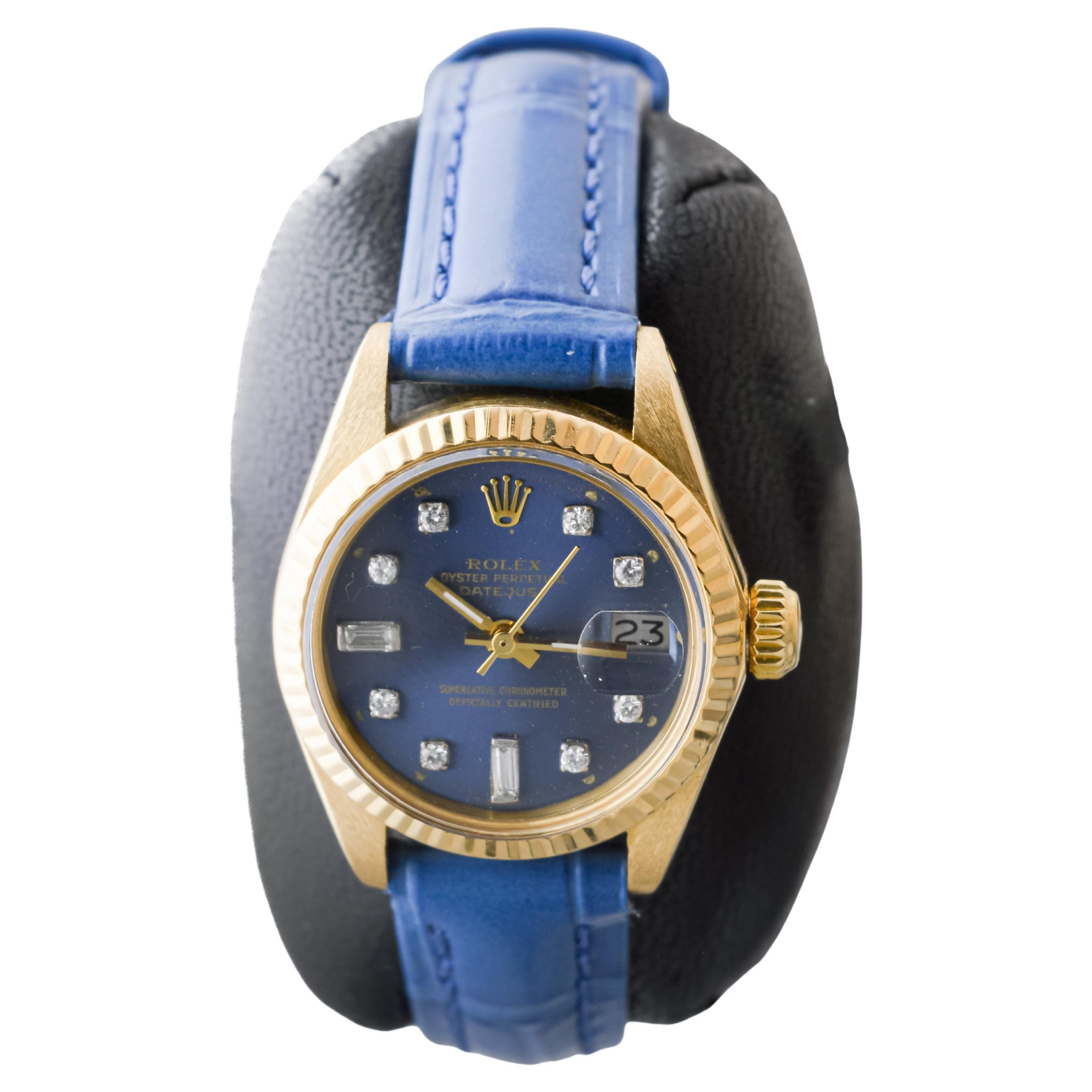 Rolex Montre Datejust pour femme en or massif 18 carats avec fermoir rempli d'or et marques de diamants Pour femmes en vente