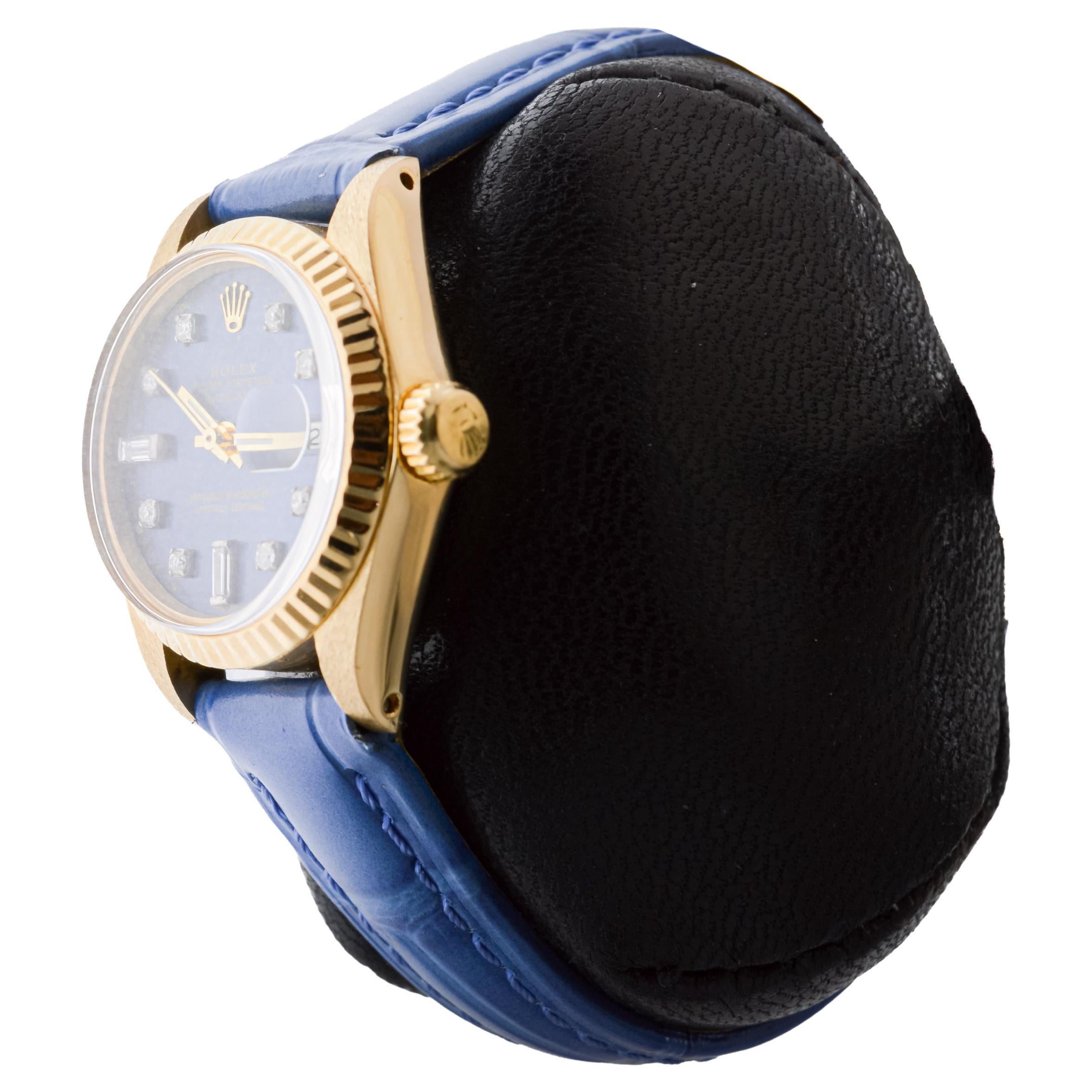 Rolex Montre Datejust pour femme en or massif 18 carats avec fermoir rempli d'or et marques de diamants en vente 1