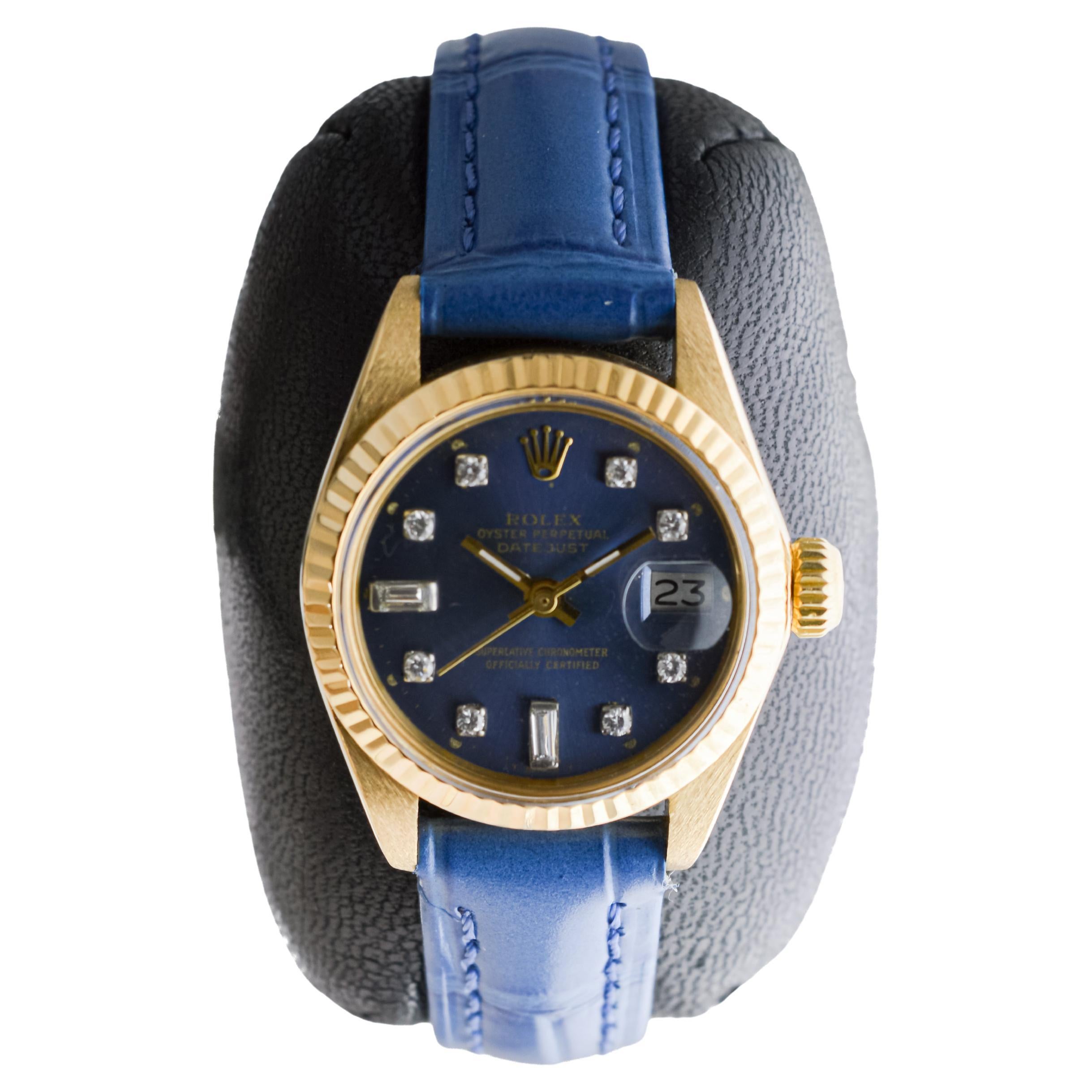 Rolex Montre Datejust pour femme en or massif 18 carats avec fermoir rempli d'or et marques de diamants en vente
