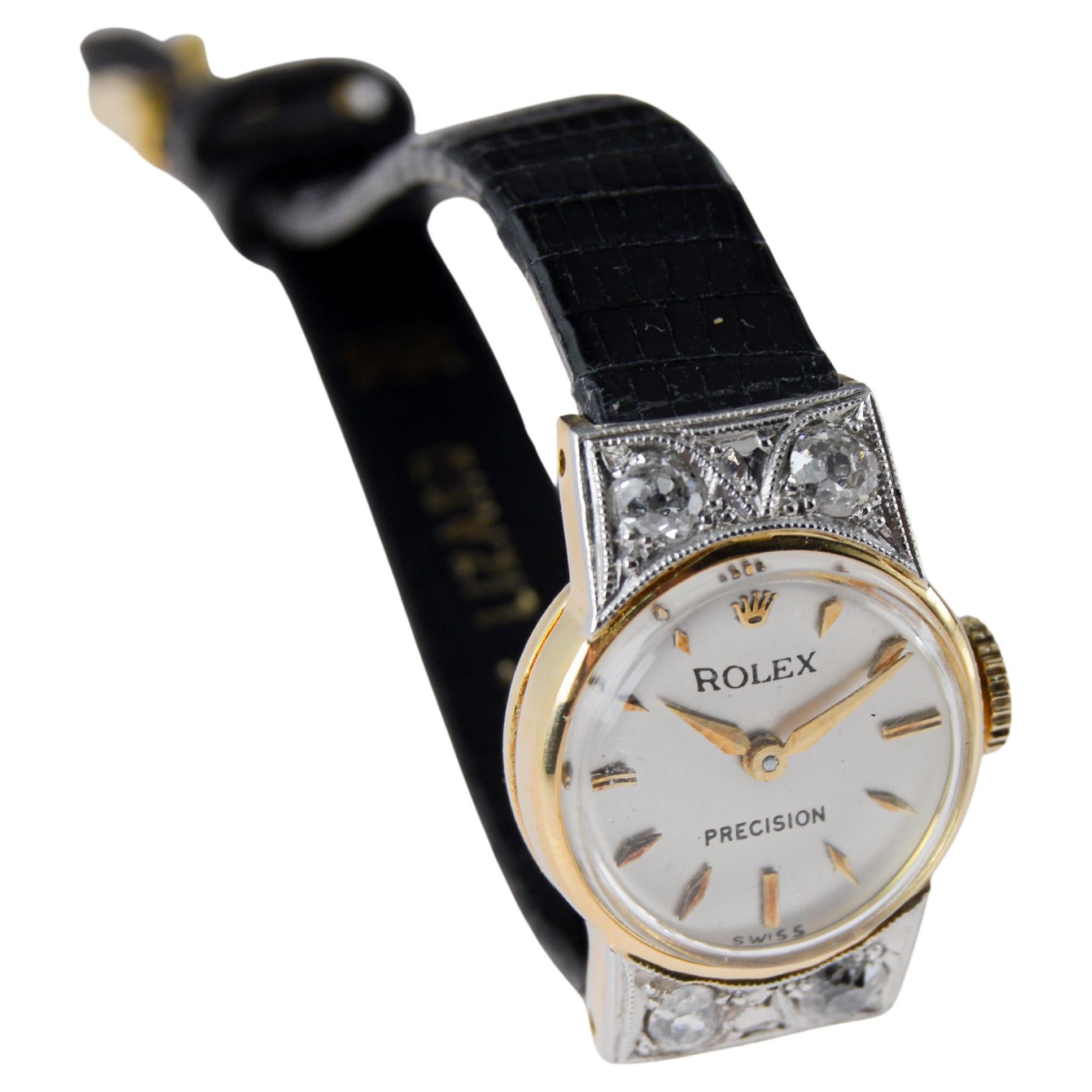 Rolex Orologio da donna in oro massiccio 18Kt del 1950 circa con quadrante originale in vendita 6