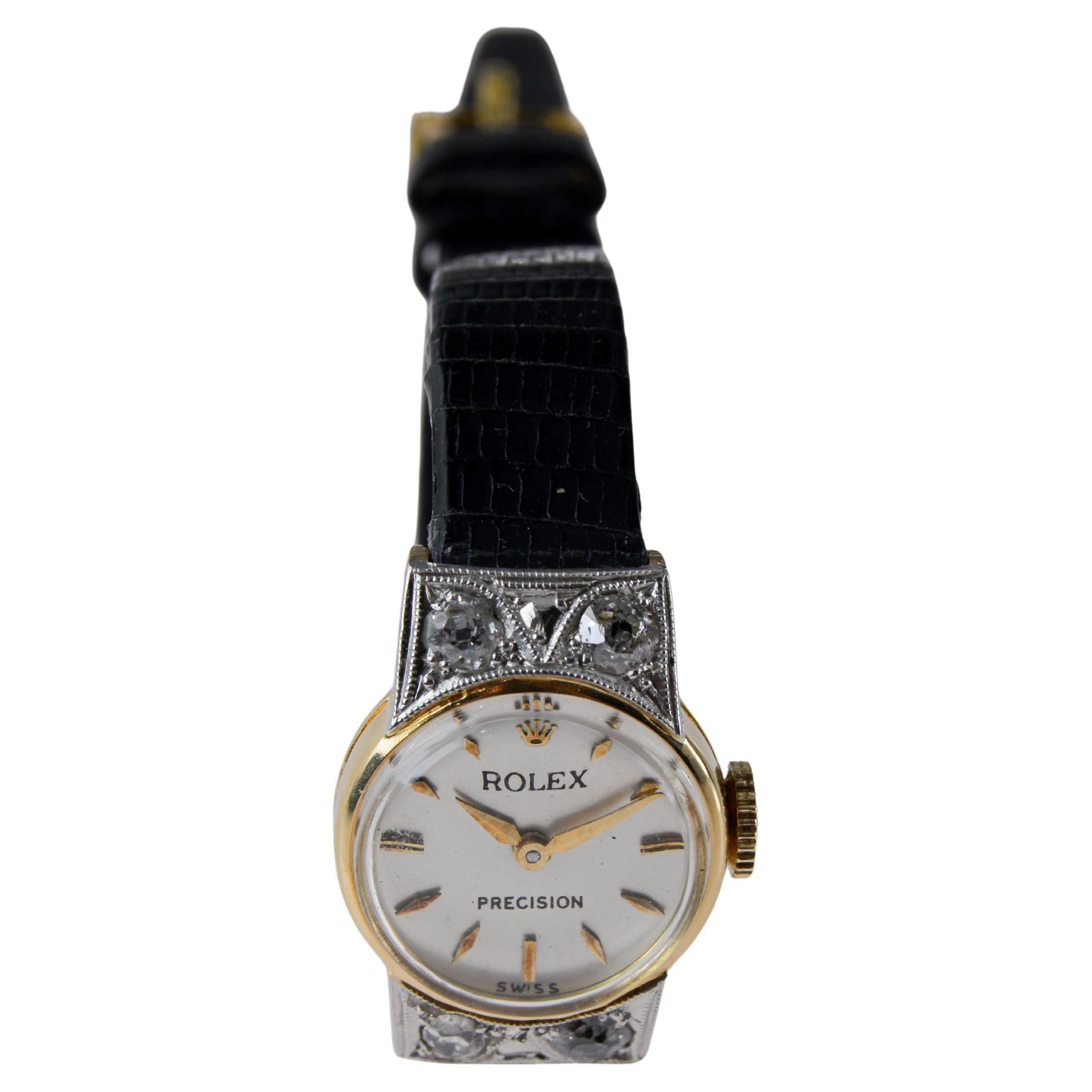Rolex 18Kt Solid Gold Ladies Dress Watch circa 1950 with Original Dial in vendita 7